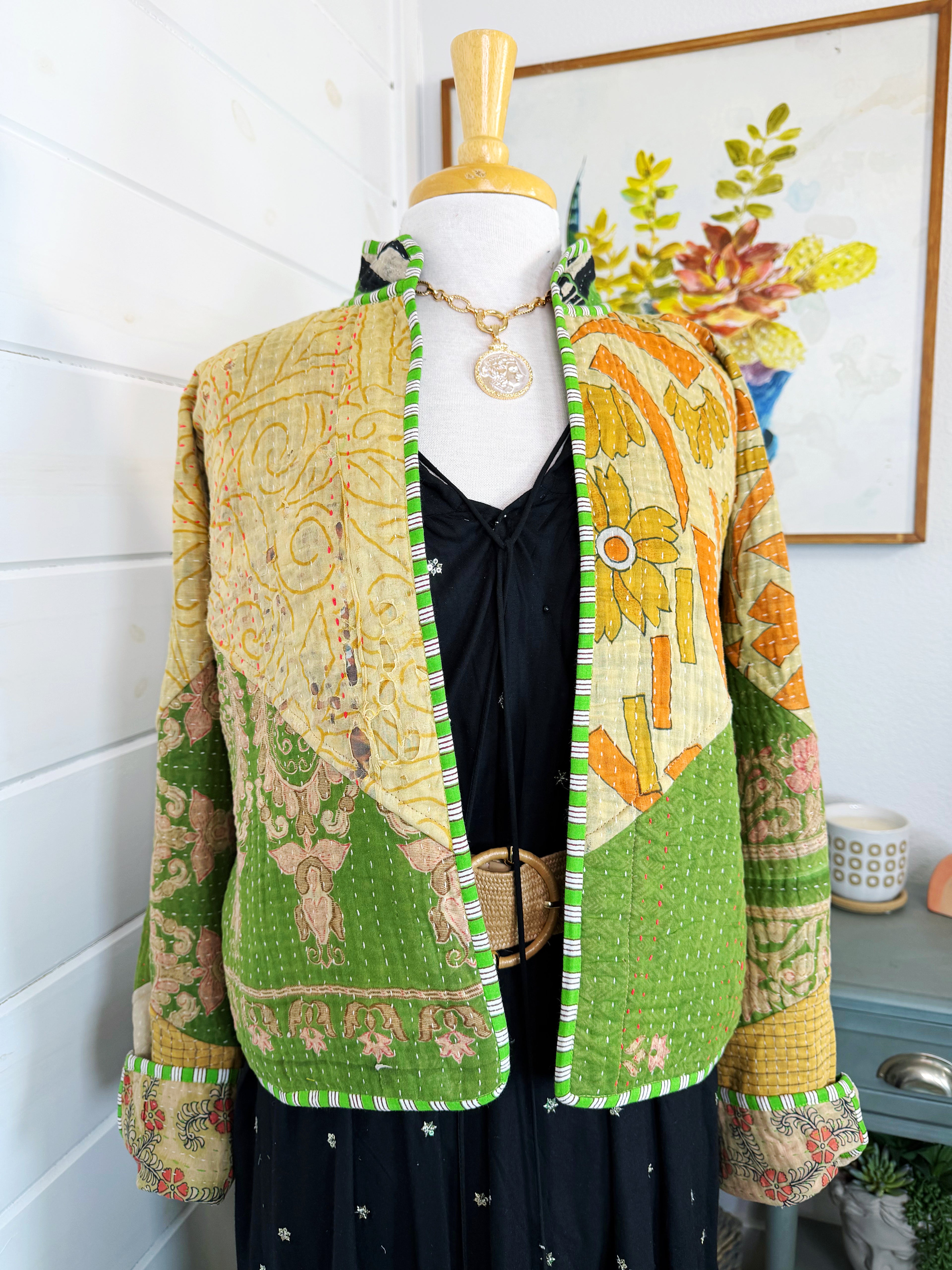 Patchwork Kantha Jacket – Quilted Reversible Blanket Coat