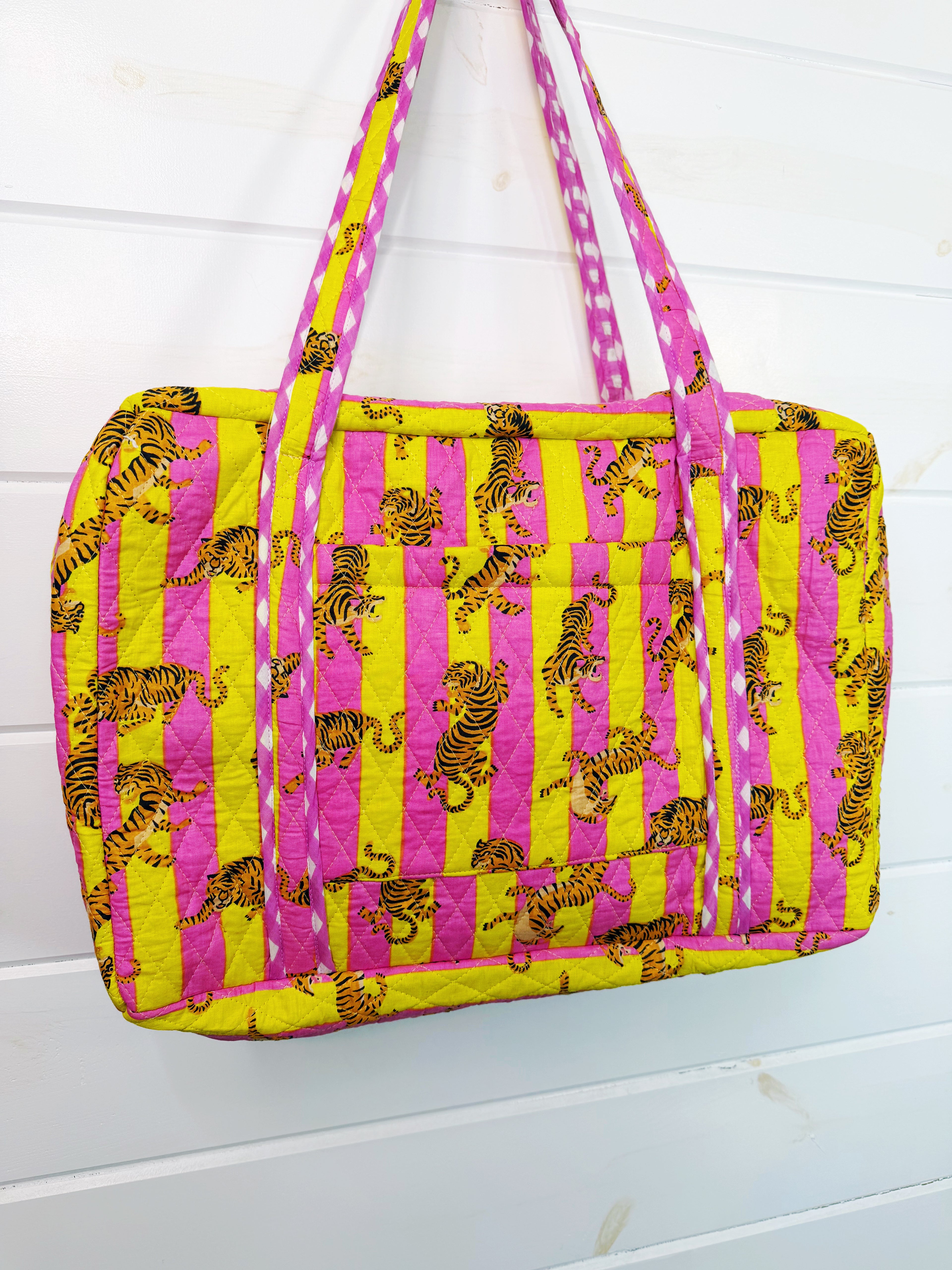 Quilted Overnight Weekender Bag - Lemonade Tiger Print
