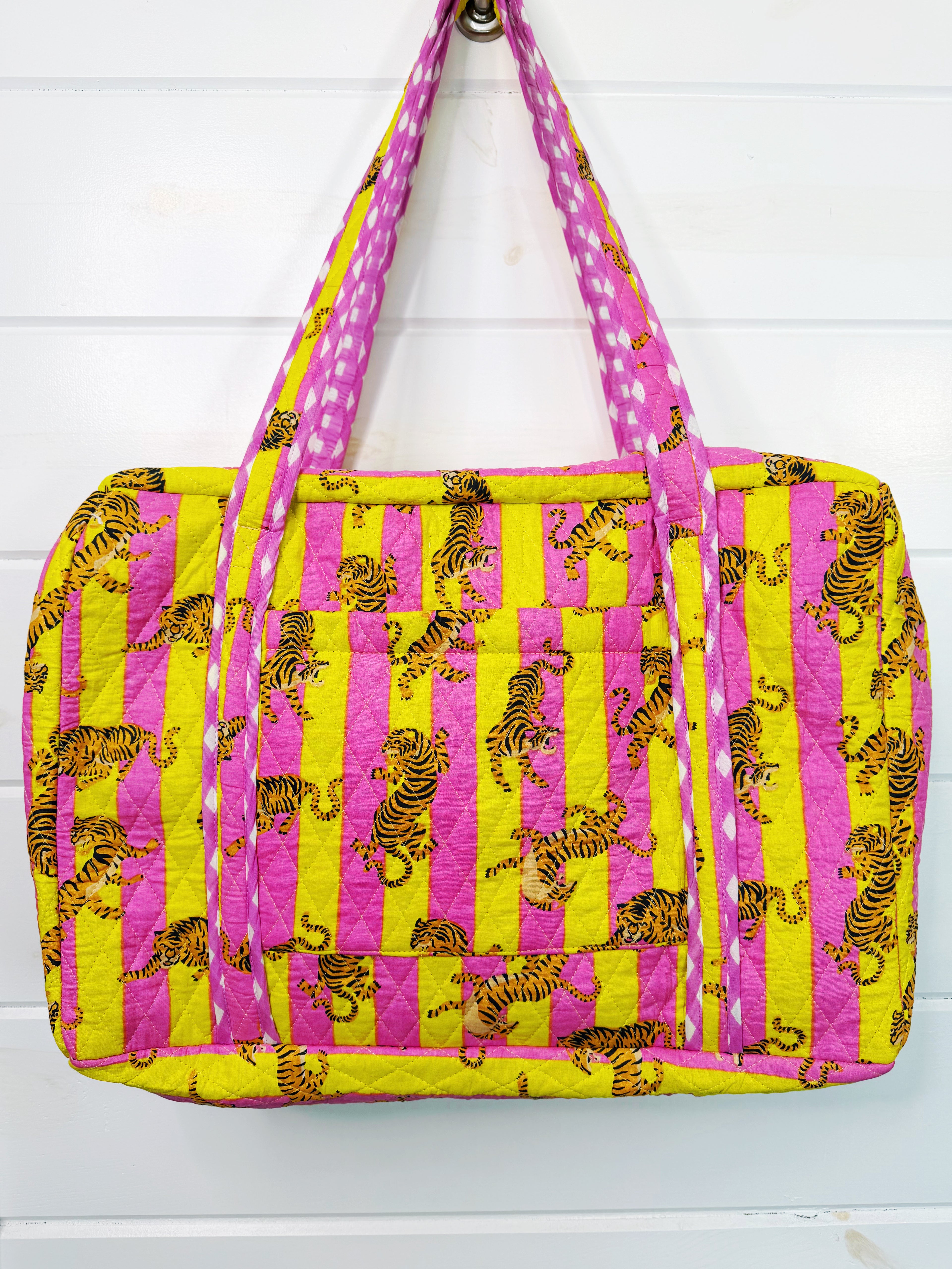 Quilted Overnight Weekender Bag - Lemonade Tiger Print