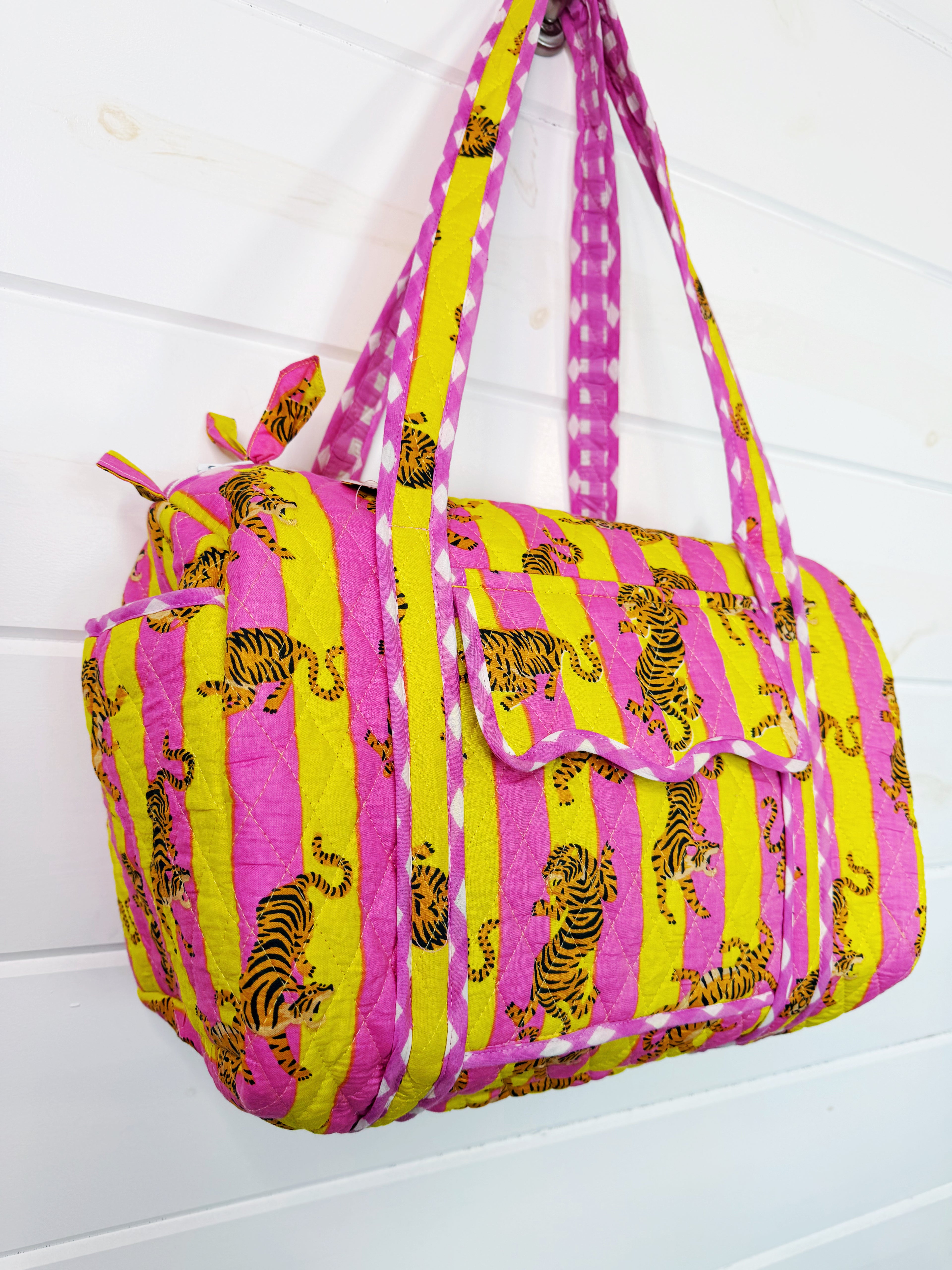 Quilted Mini Duffle Bag - Lemonade Tiger Print