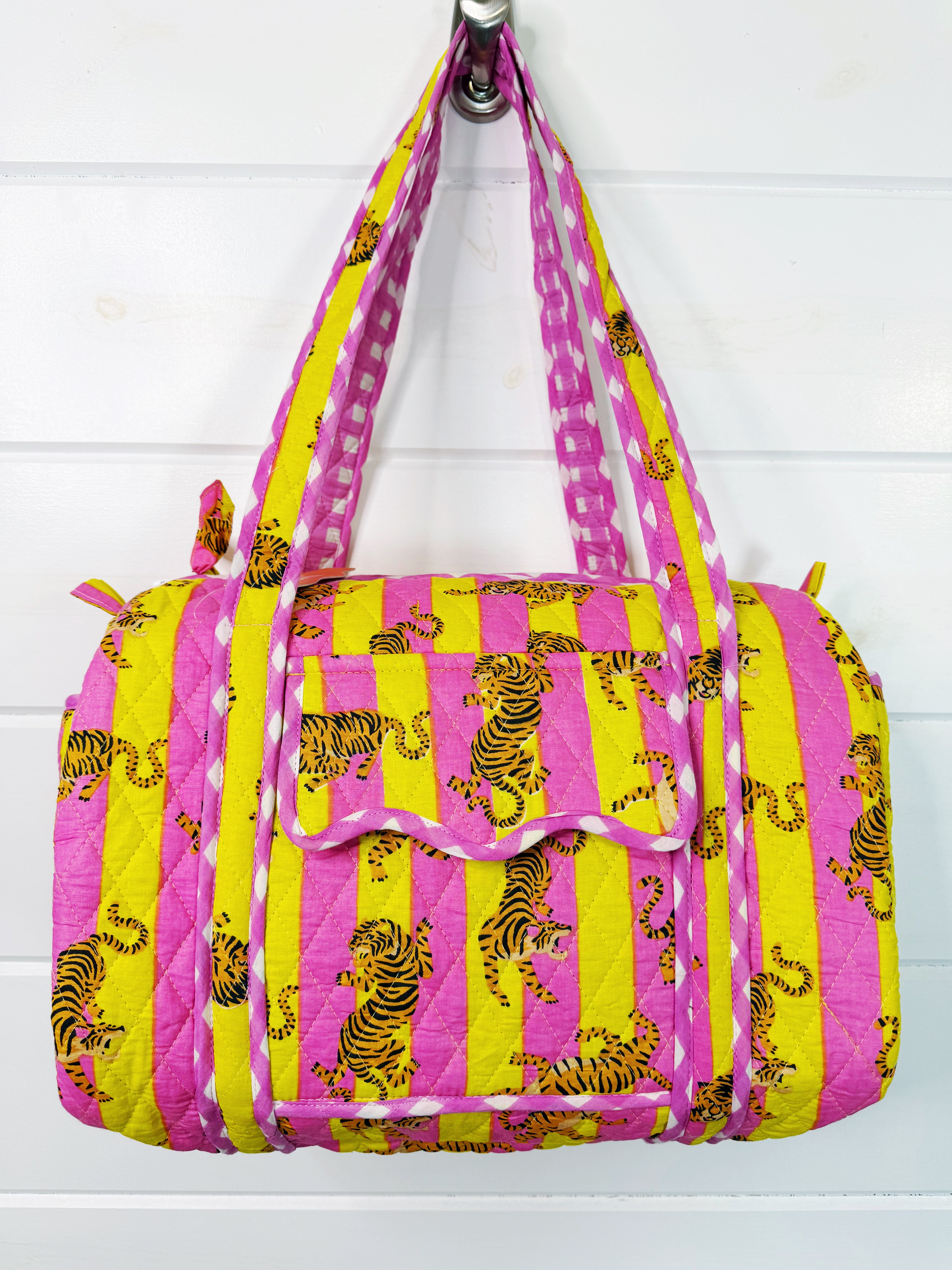 Quilted Mini Duffle Bag - Lemonade Tiger Print