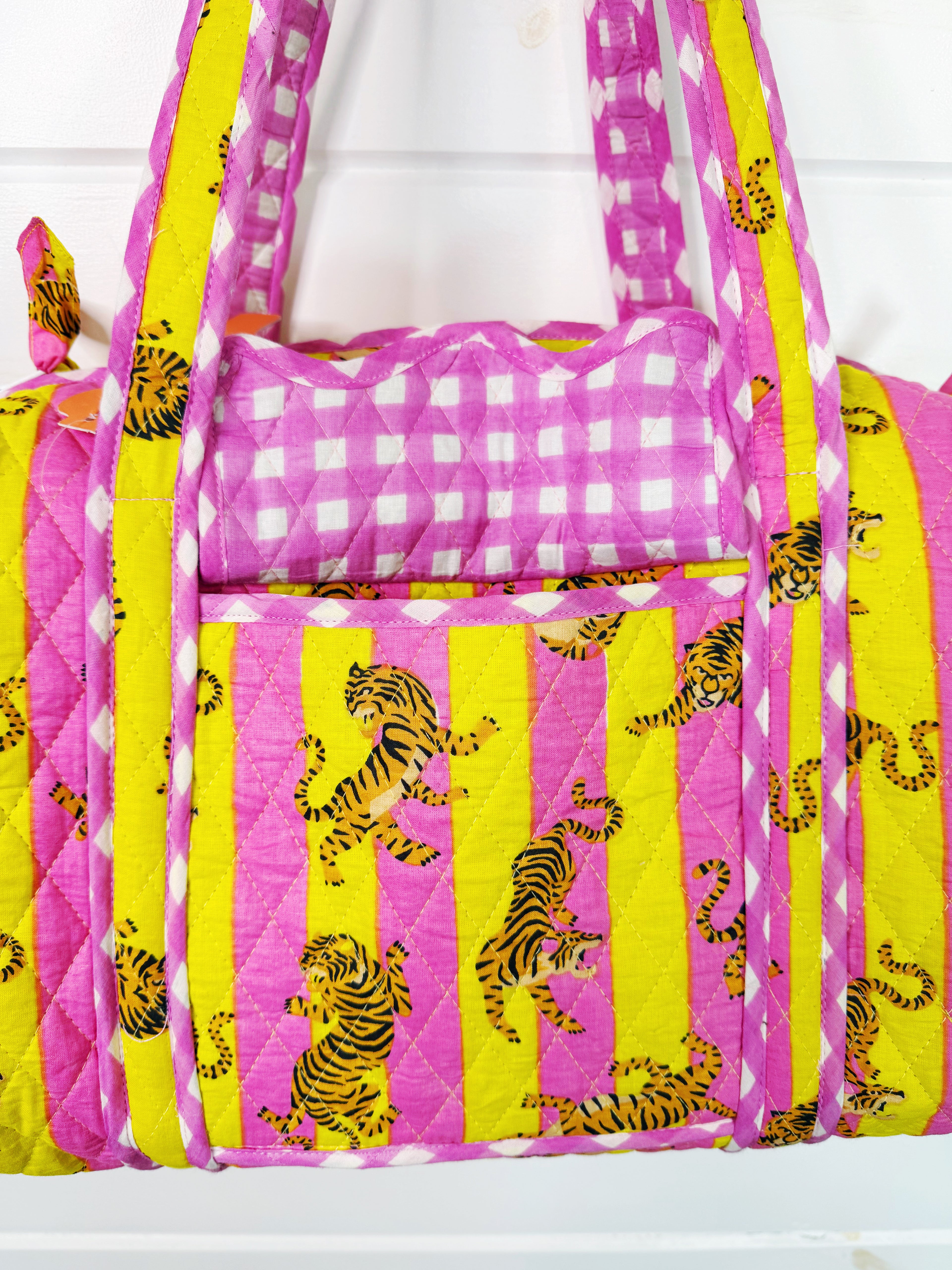 Quilted Mini Duffle Bag - Lemonade Tiger Print