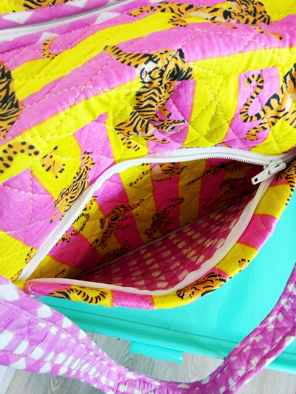 Quilted Overnight Weekender Bag - Lemonade Tiger Print