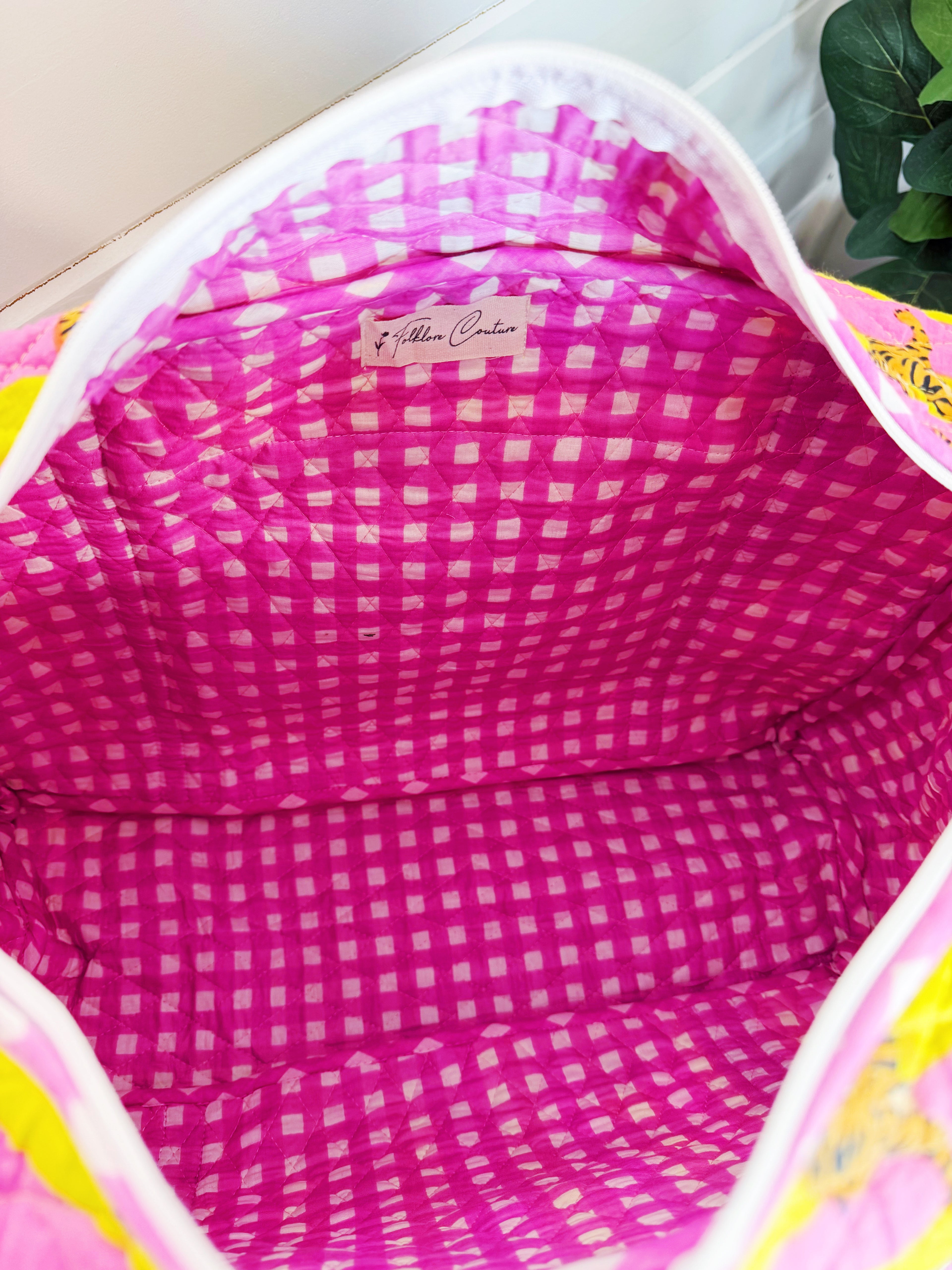 Quilted Mini Duffle Bag - Lemonade Tiger Print