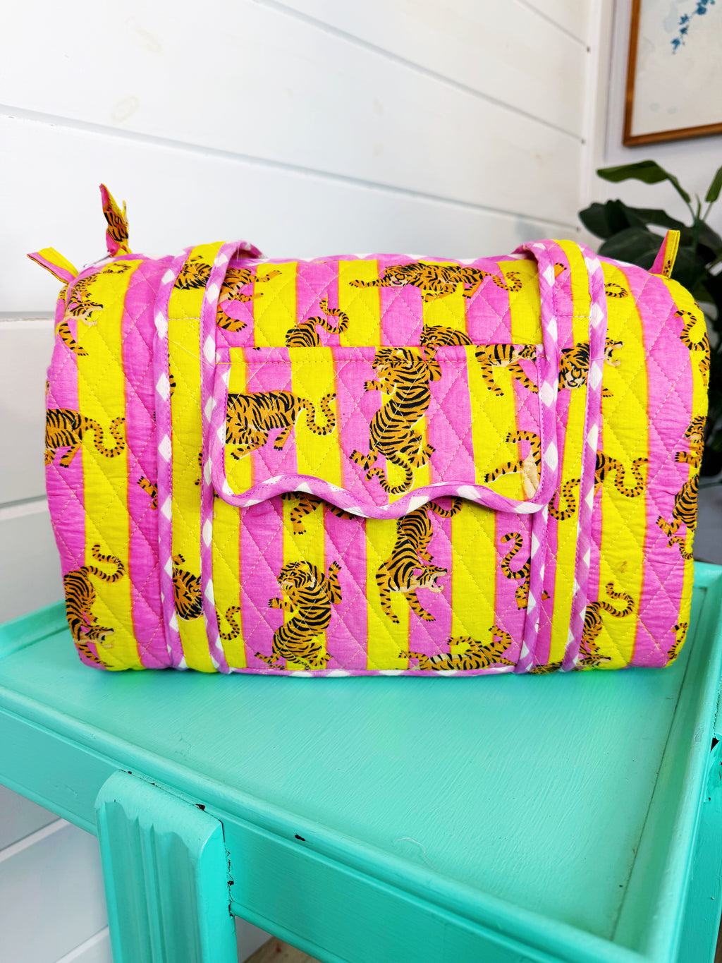 Quilted Mini Duffle Bag - Lemonade Tiger Print