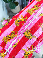 Quilted Overnight Weekender Bag - Pink Red Tiger Print