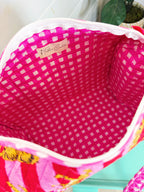 Quilted Mini Duffle Bag - Pink Red Tiger Print