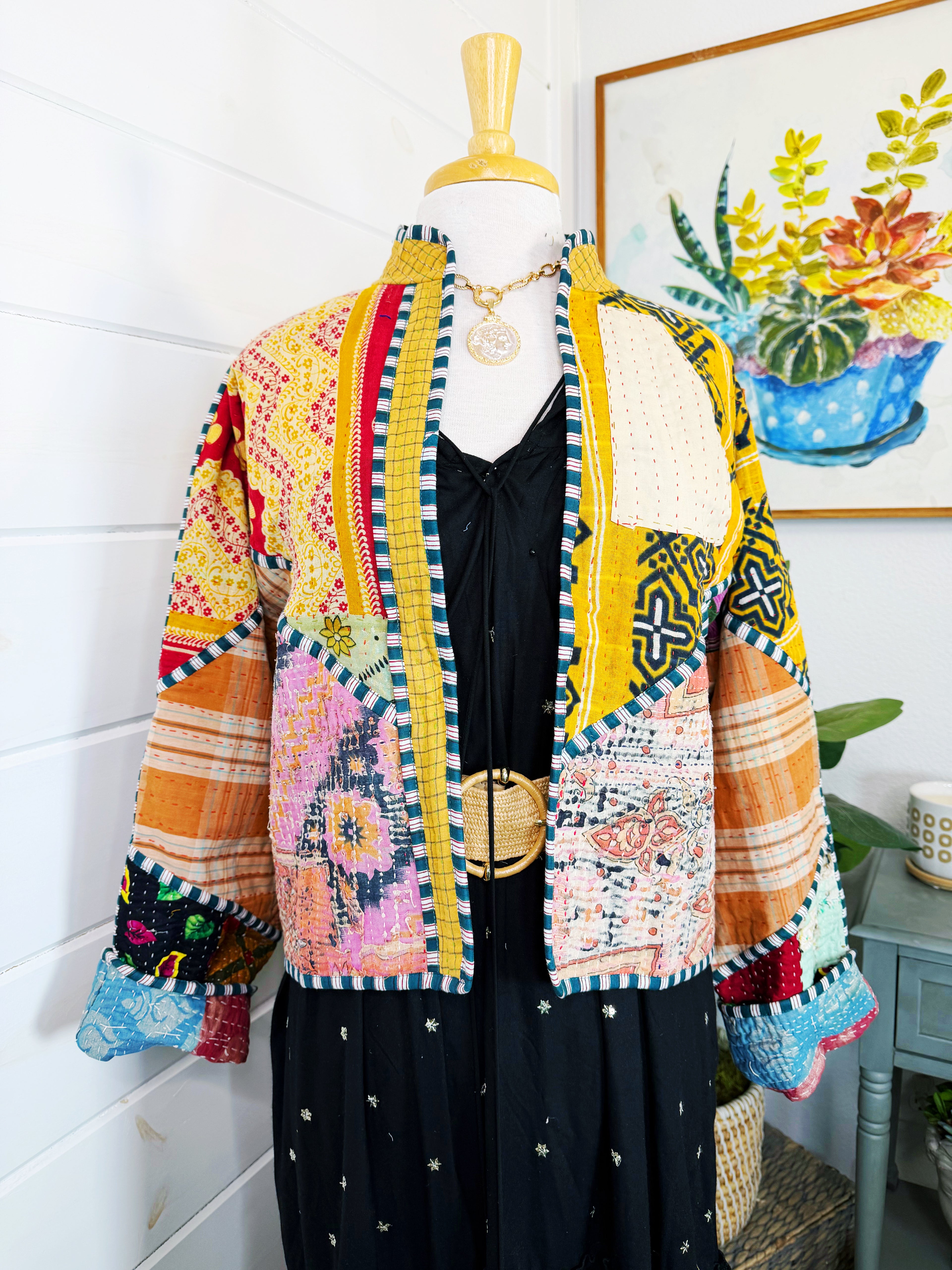 Patchwork Kantha Jacket – Quilted Reversible Blanket Coat