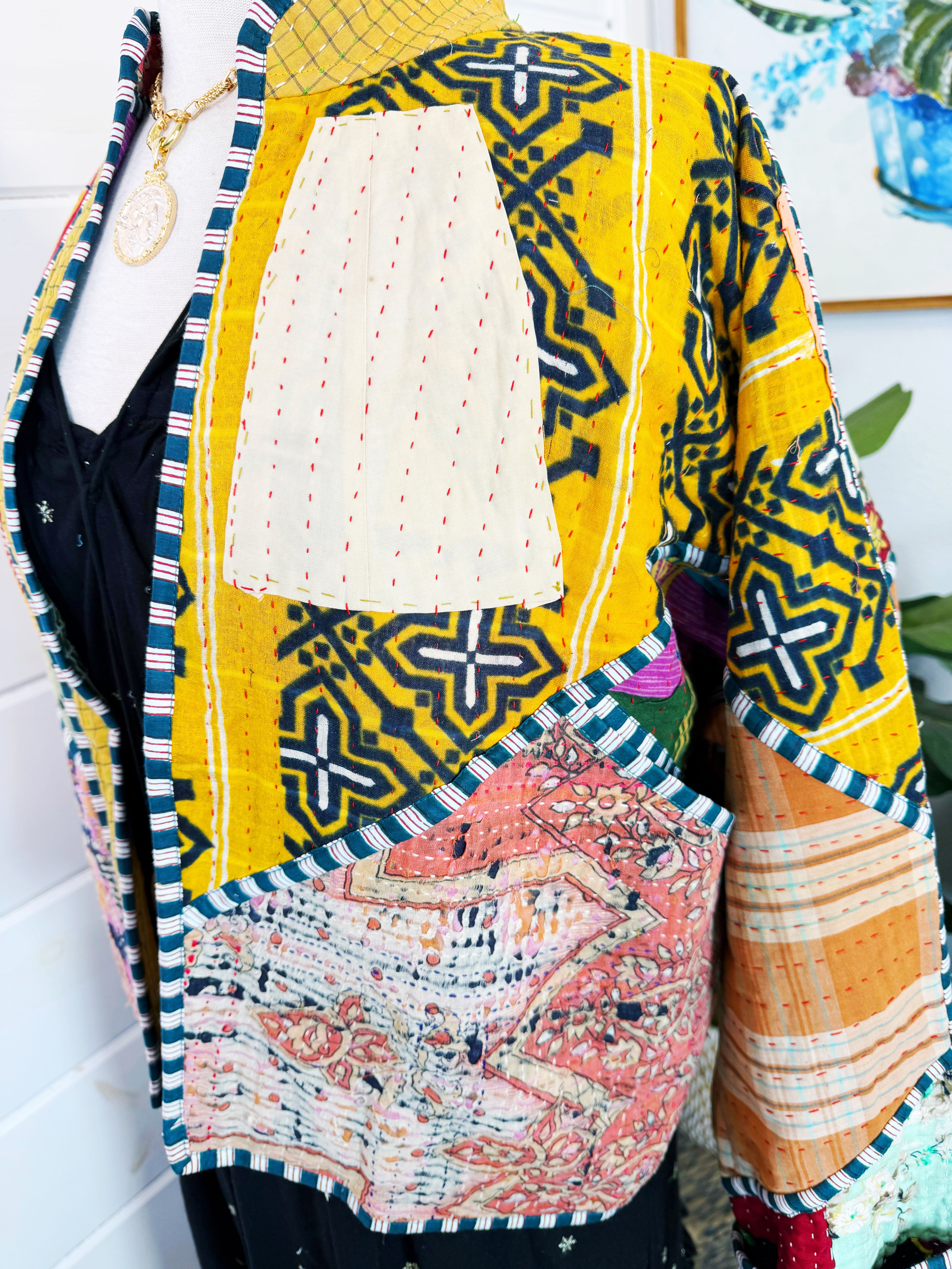 Patchwork Kantha Jacket – Quilted Reversible Blanket Coat