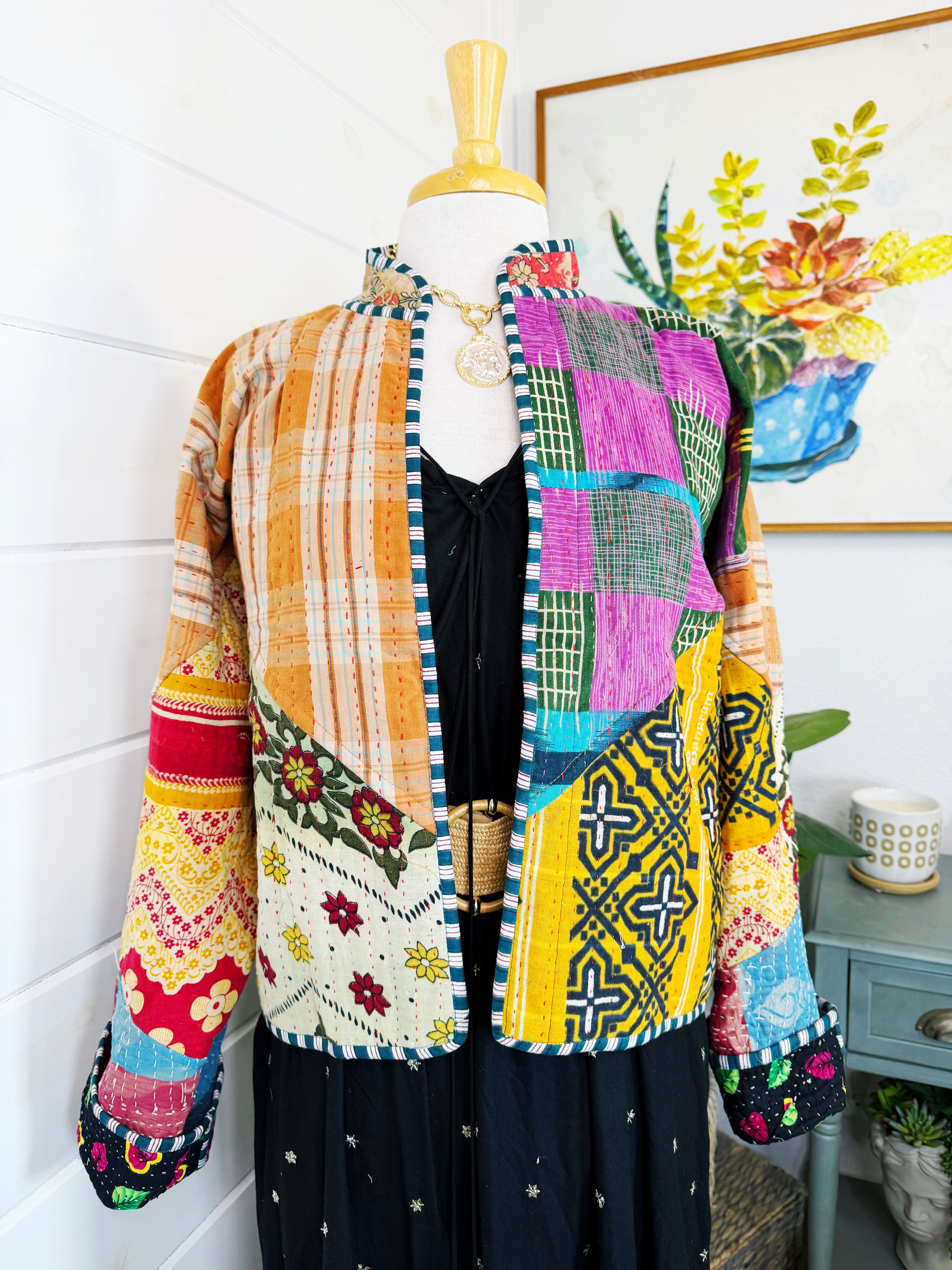 Patchwork Kantha Jacket – Quilted Reversible Blanket Coat