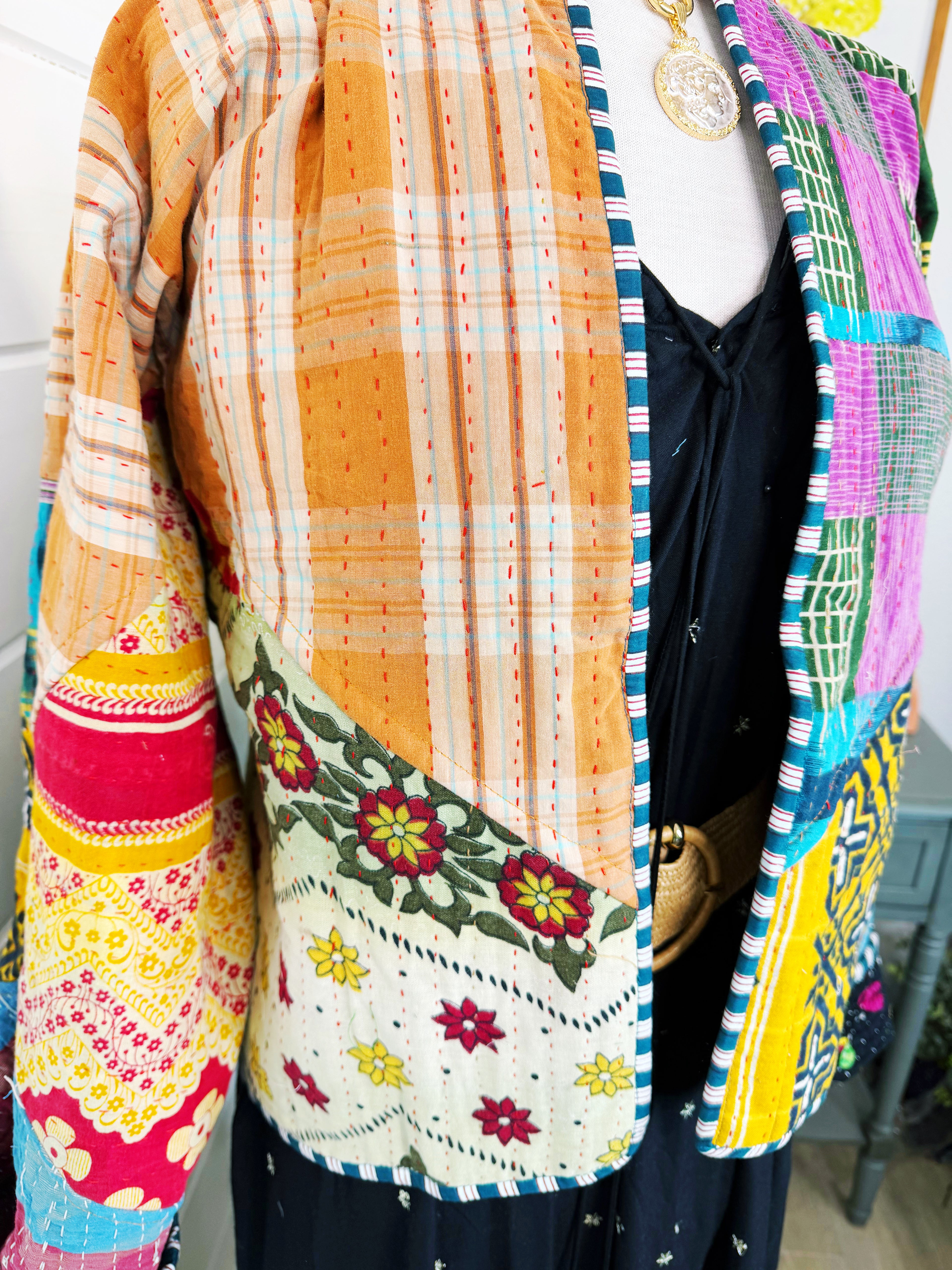 Patchwork Kantha Jacket – Quilted Reversible Blanket Coat