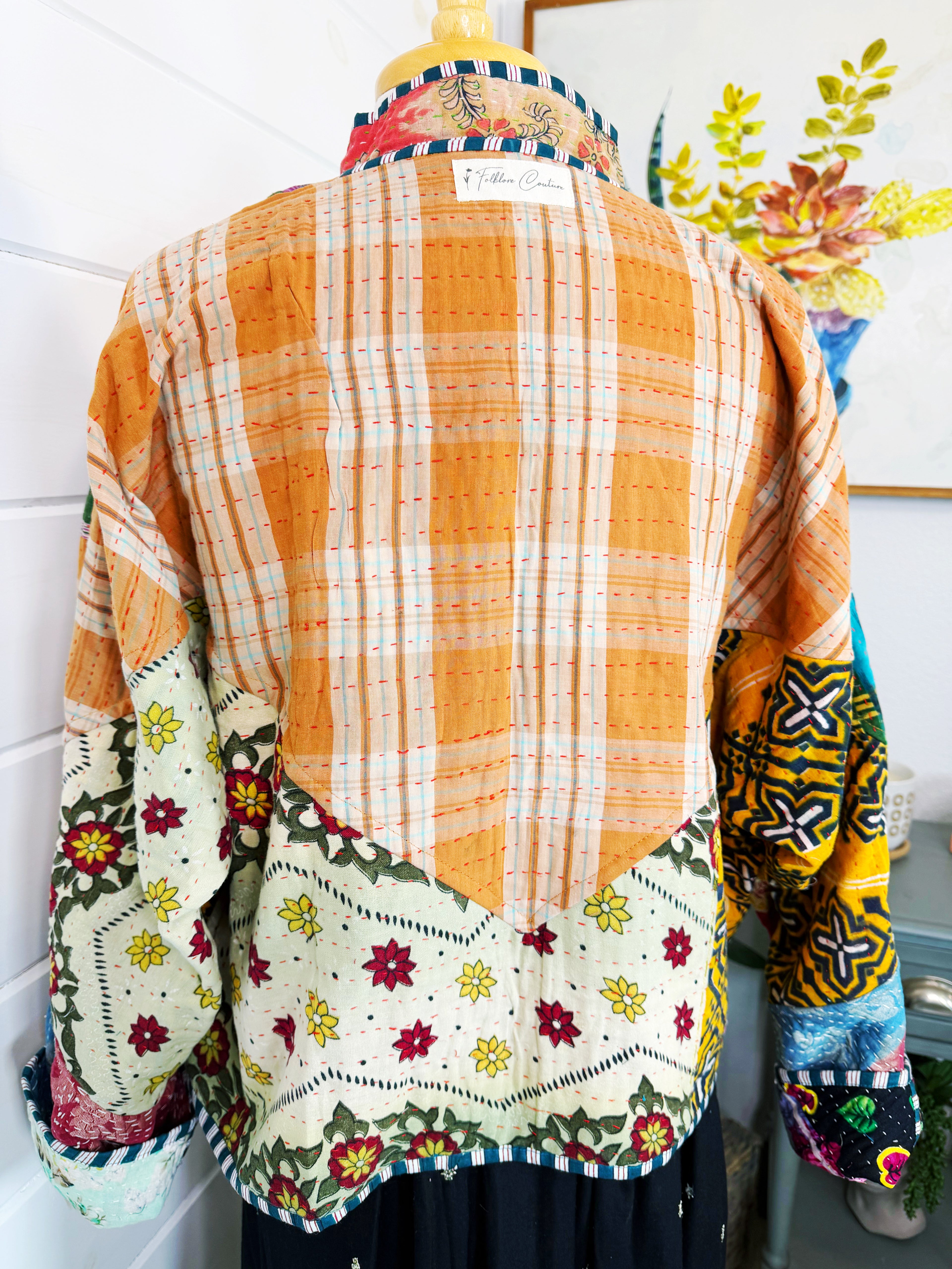 Patchwork Kantha Jacket – Quilted Reversible Blanket Coat