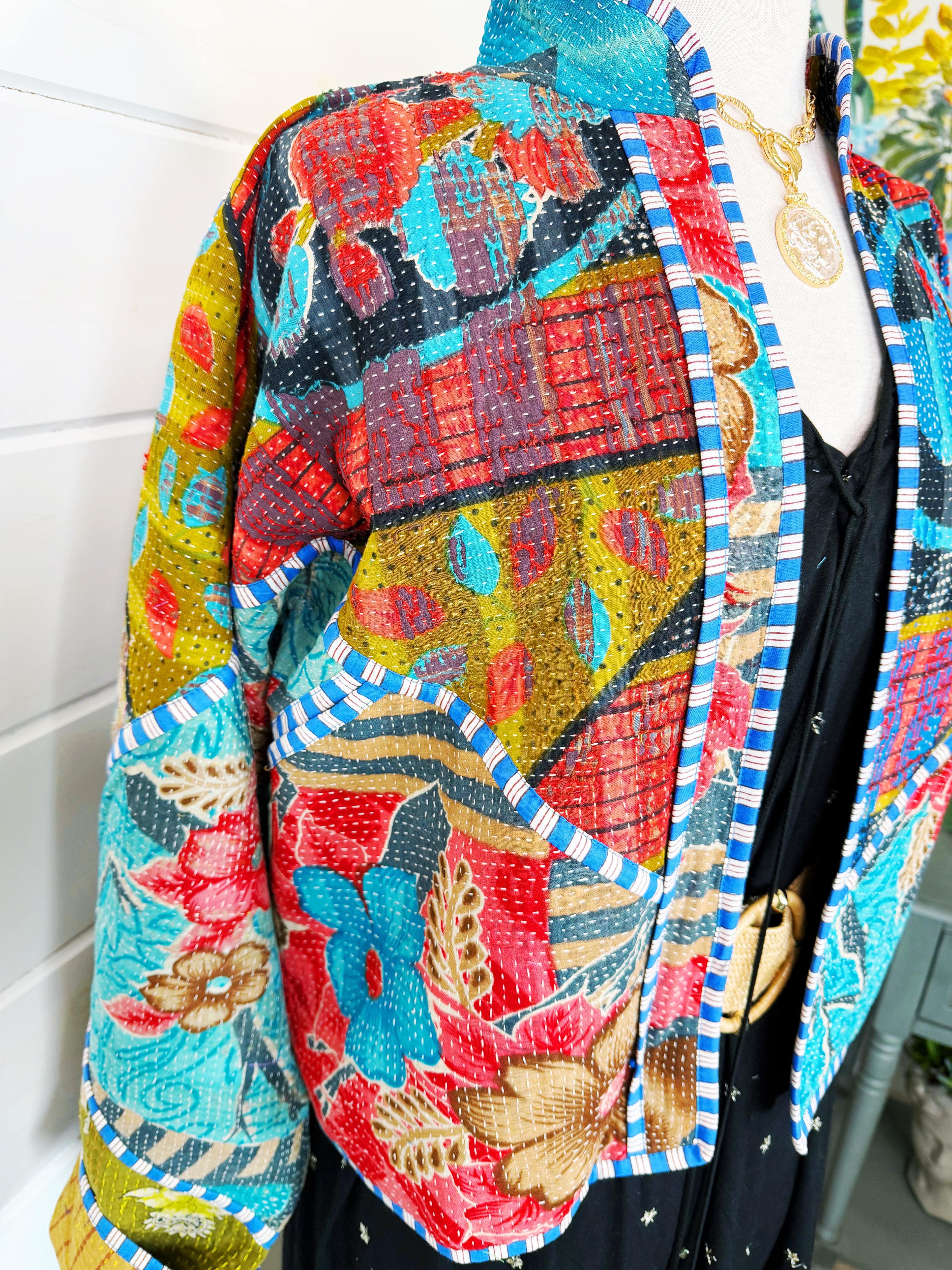 Patchwork Kantha Jacket – Quilted Reversible Blanket Coat