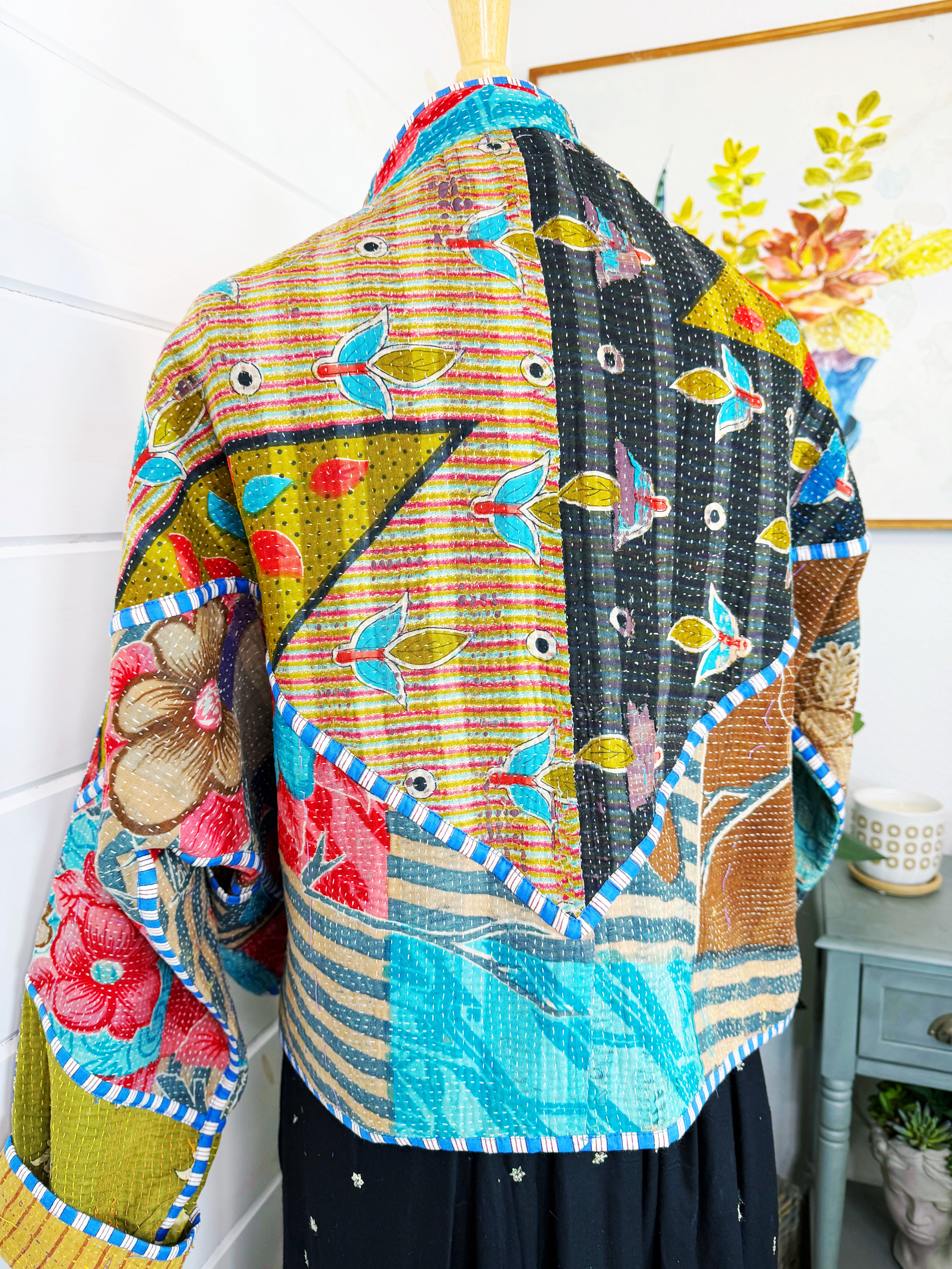 Patchwork Kantha Jacket – Quilted Reversible Blanket Coat