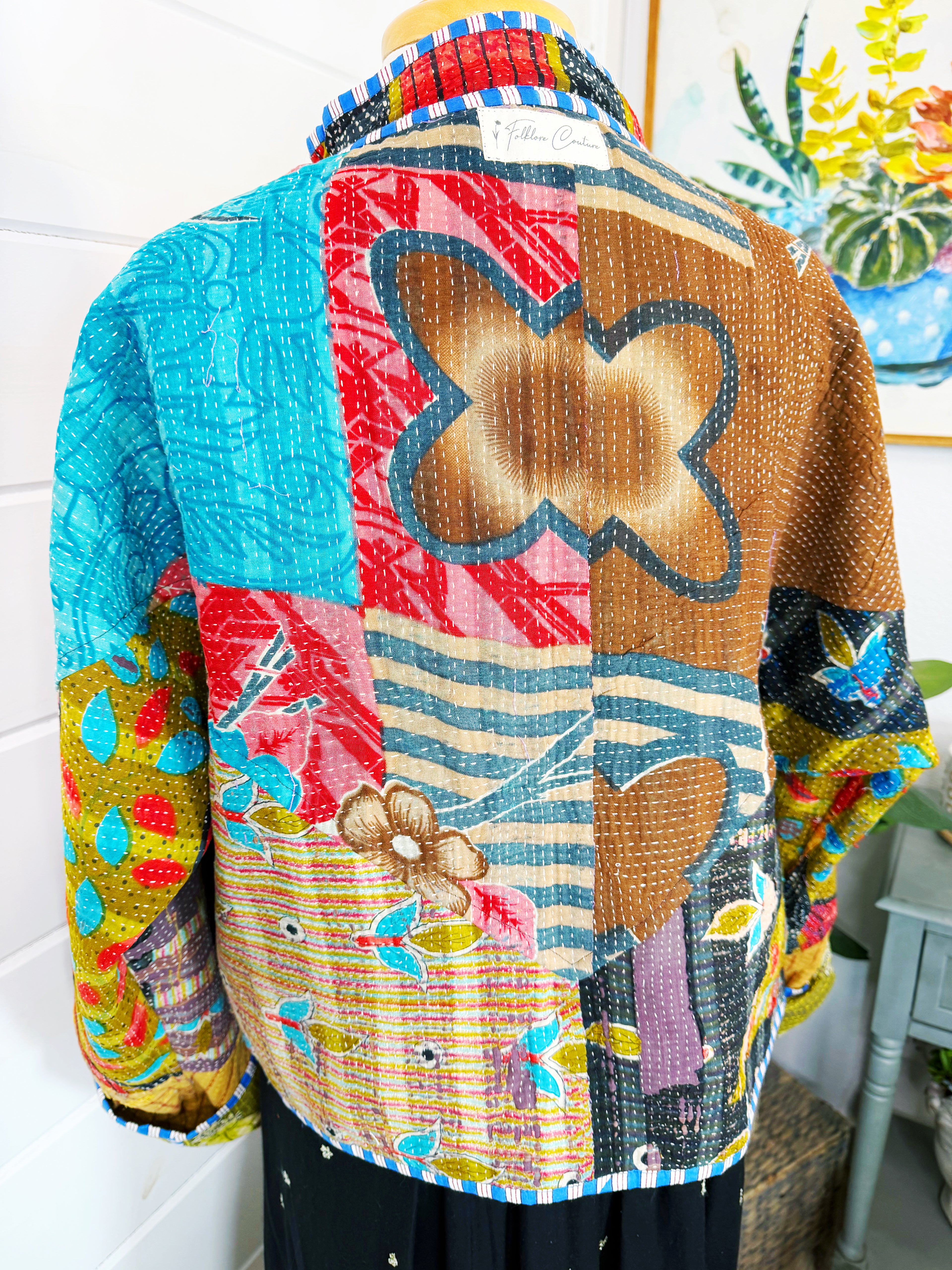 Patchwork Kantha Jacket – Quilted Reversible Blanket Coat