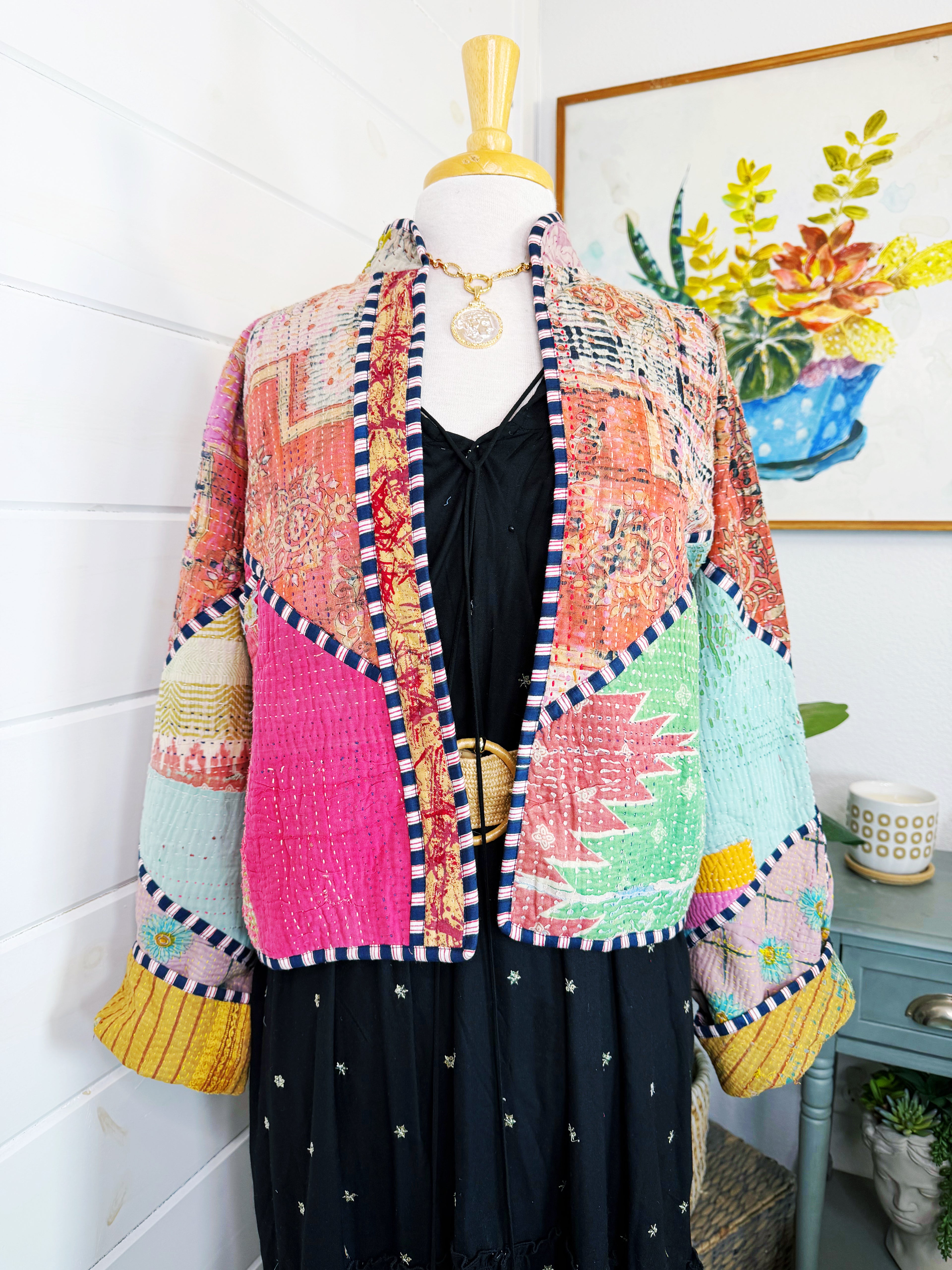 Patchwork Kantha Jacket – Quilted Reversible Blanket Coat