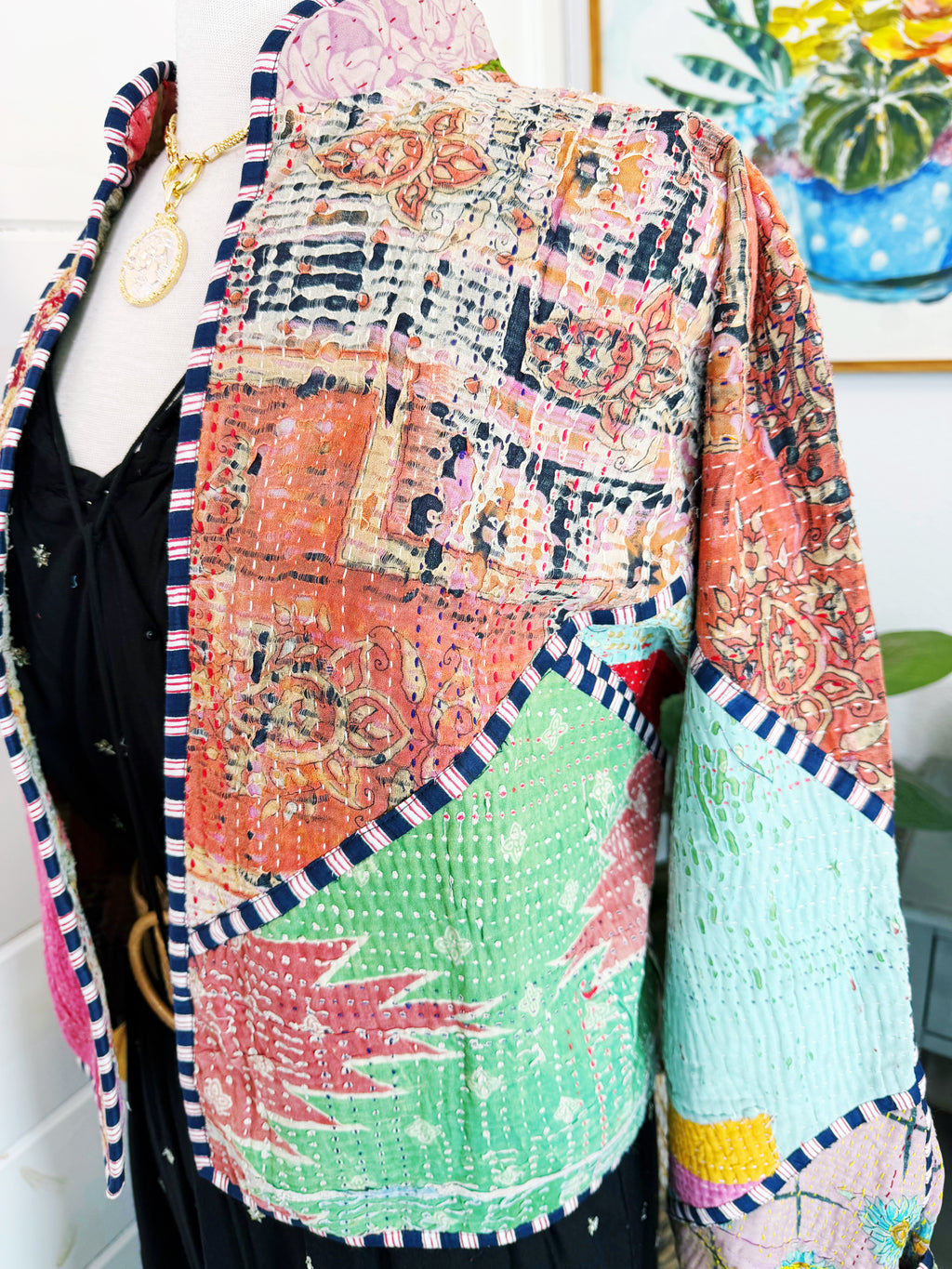 Patchwork Kantha Jacket – Quilted Reversible Blanket Coat