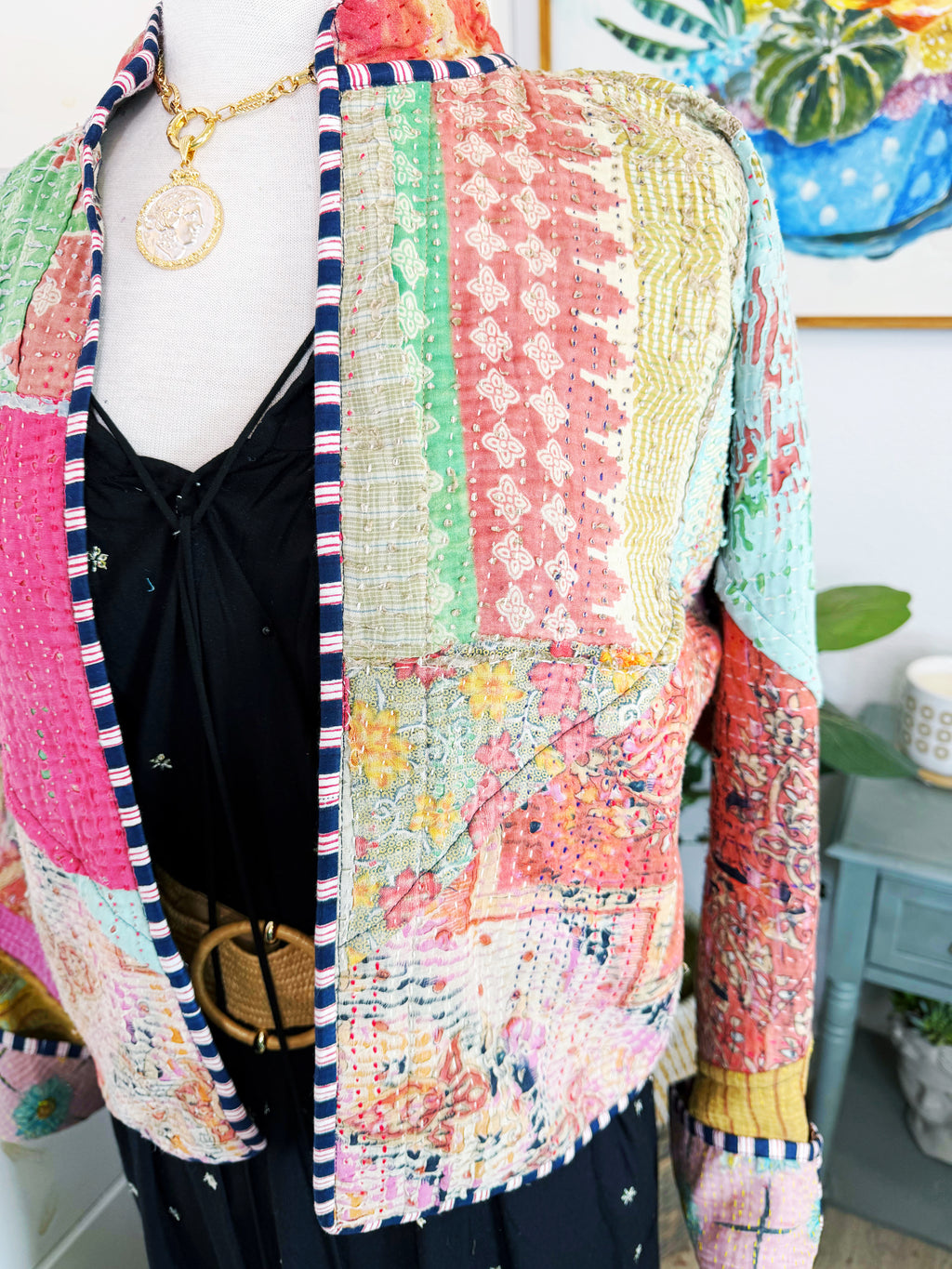 Patchwork Kantha Jacket – Quilted Reversible Blanket Coat