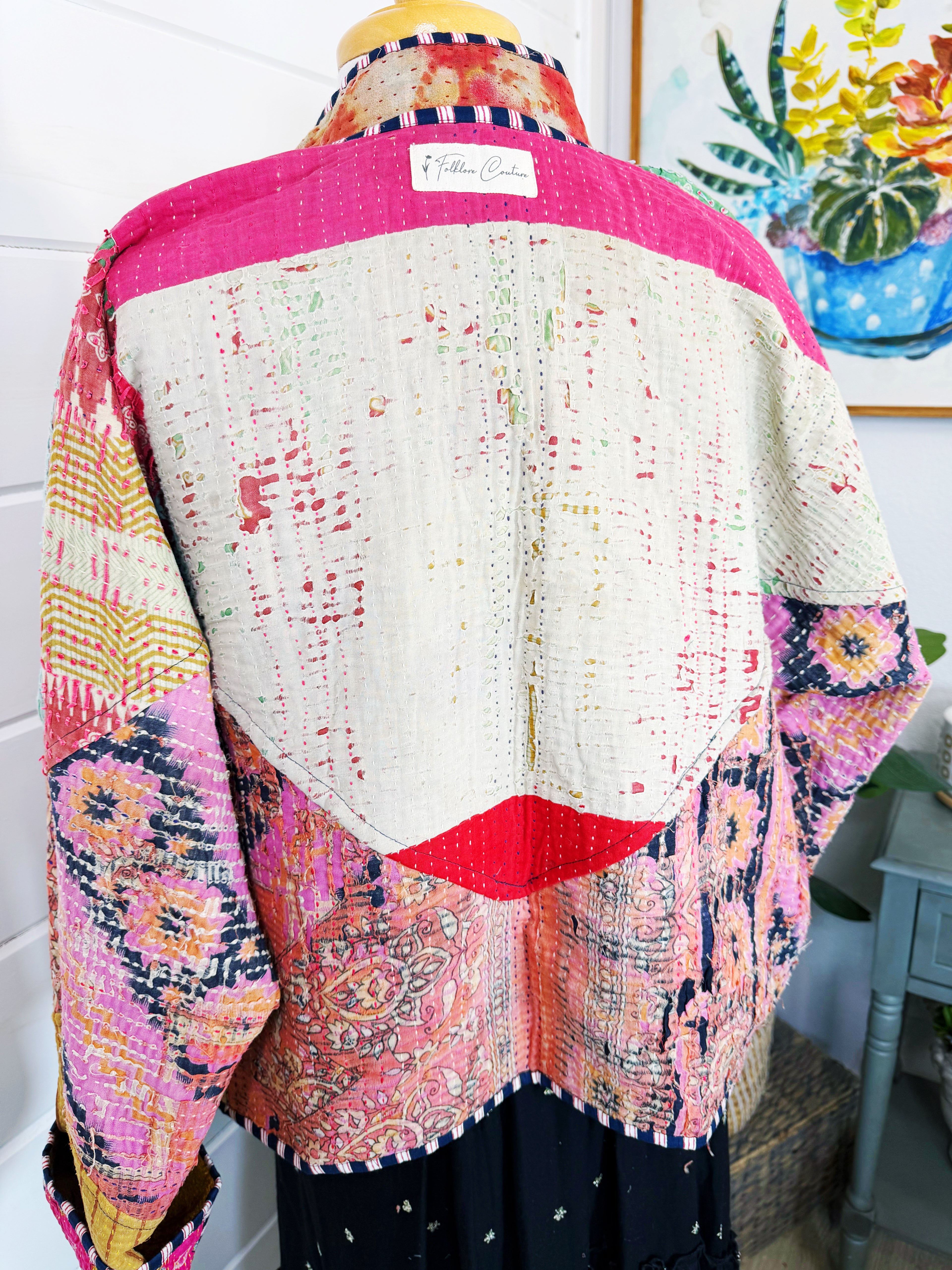 Patchwork Kantha Jacket – Quilted Reversible Blanket Coat