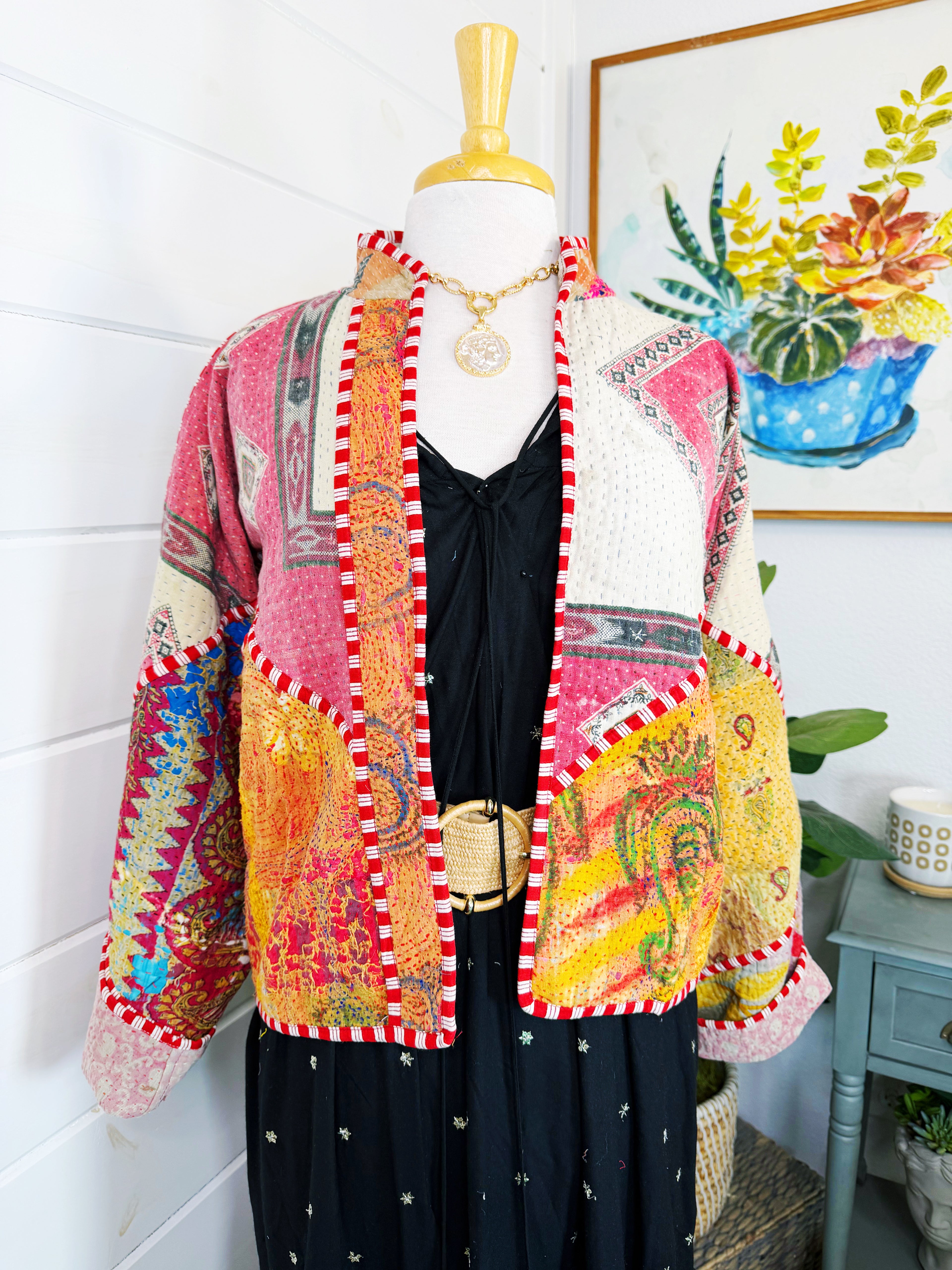Patchwork Kantha Jacket – Quilted Reversible Blanket Coat