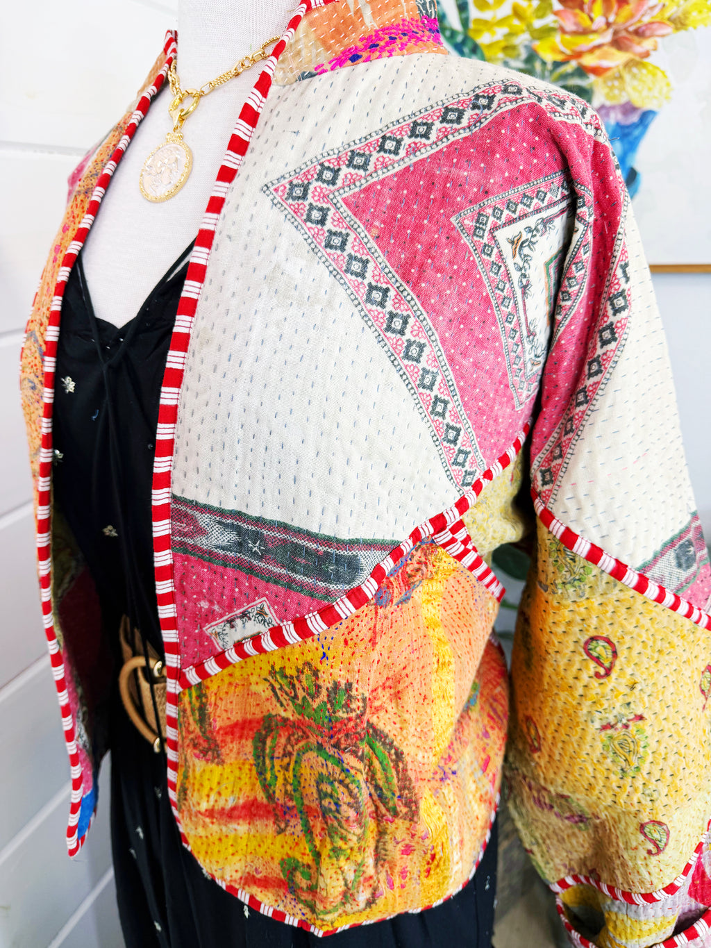 Patchwork Kantha Jacket – Quilted Reversible Blanket Coat