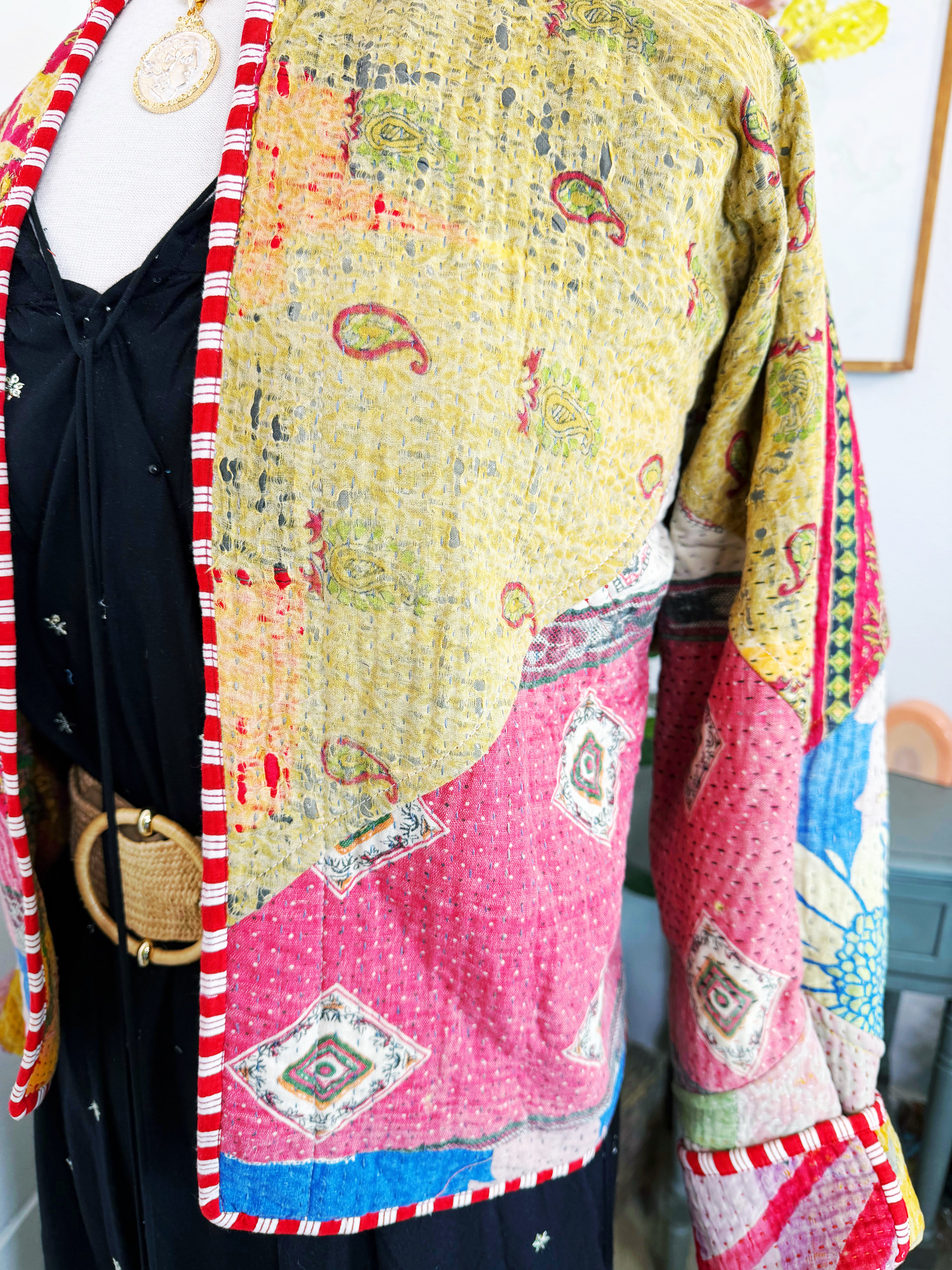 Patchwork Kantha Jacket – Quilted Reversible Blanket Coat