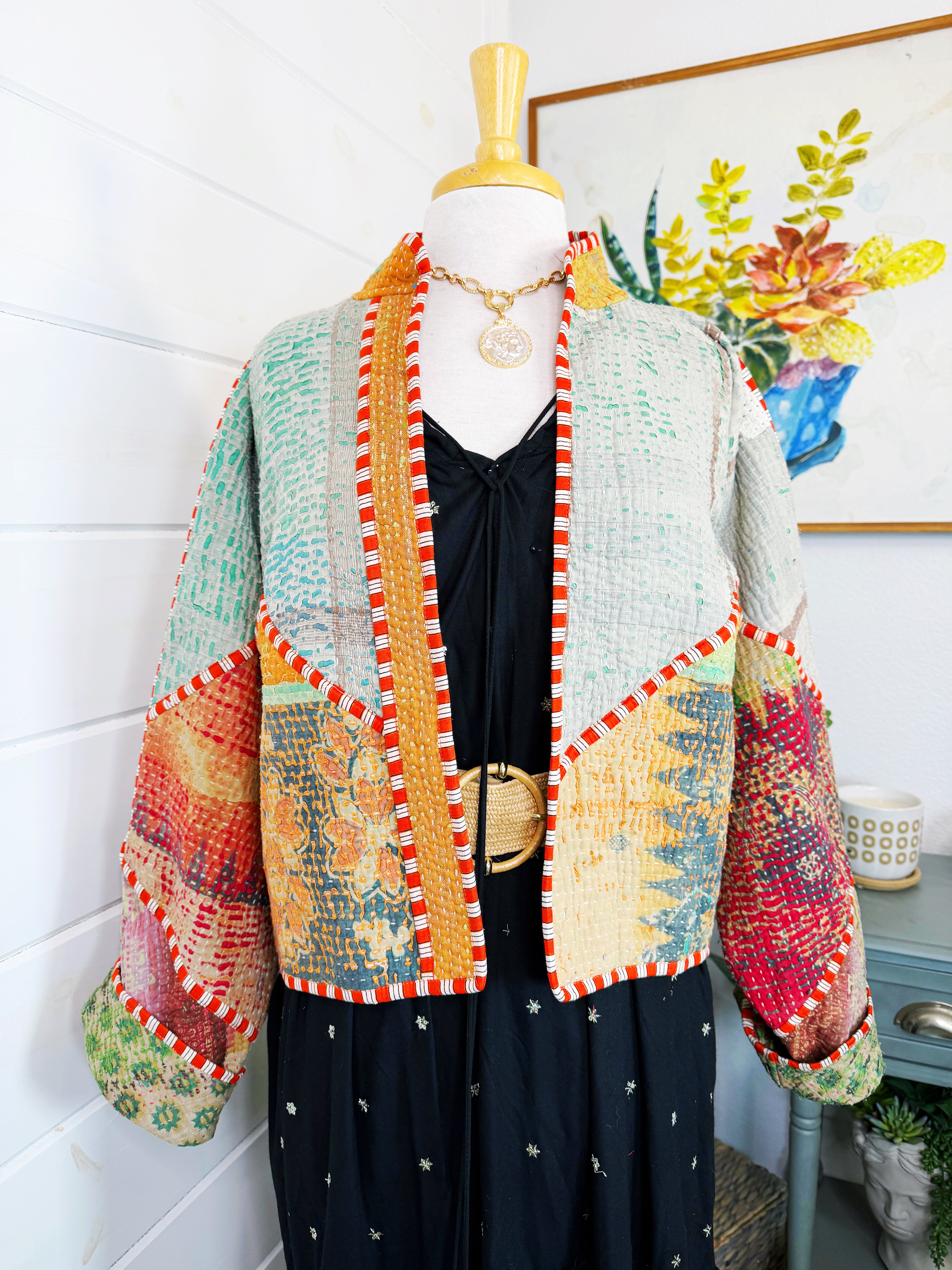 Patchwork Kantha Jacket – Quilted Reversible Blanket Coat