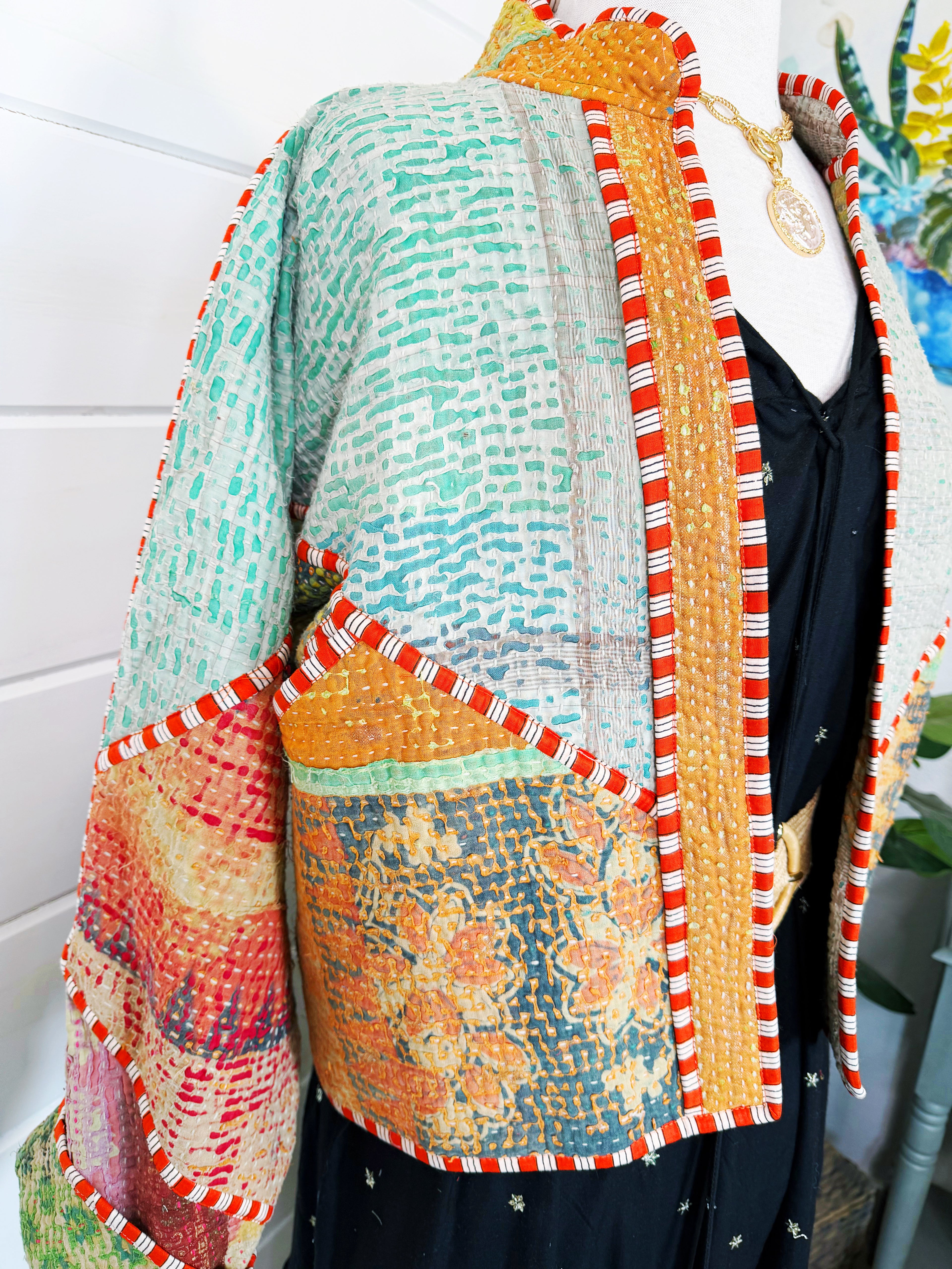 Patchwork Kantha Jacket – Quilted Reversible Blanket Coat