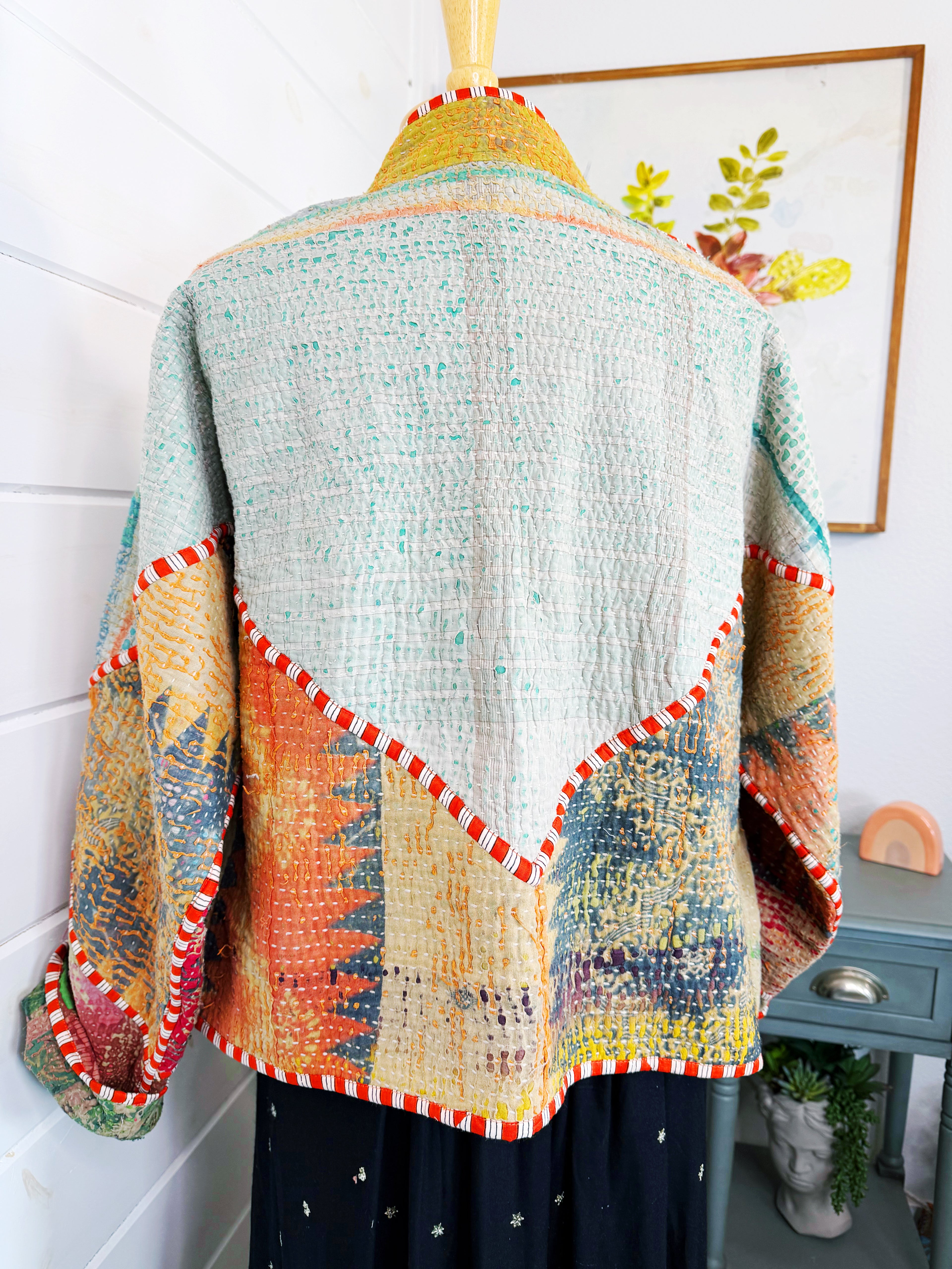 Patchwork Kantha Jacket – Quilted Reversible Blanket Coat