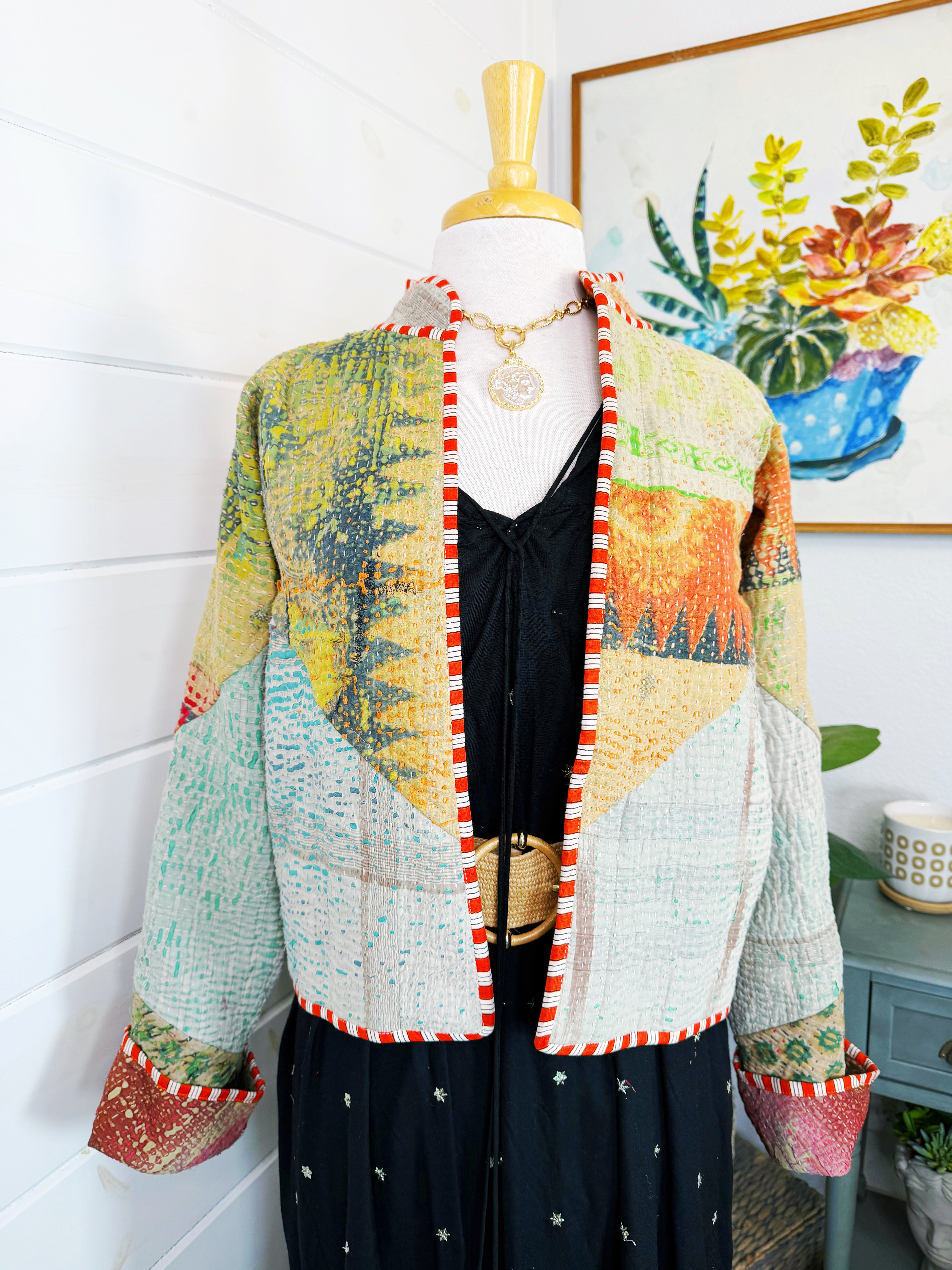 Patchwork Kantha Jacket – Quilted Reversible Blanket Coat