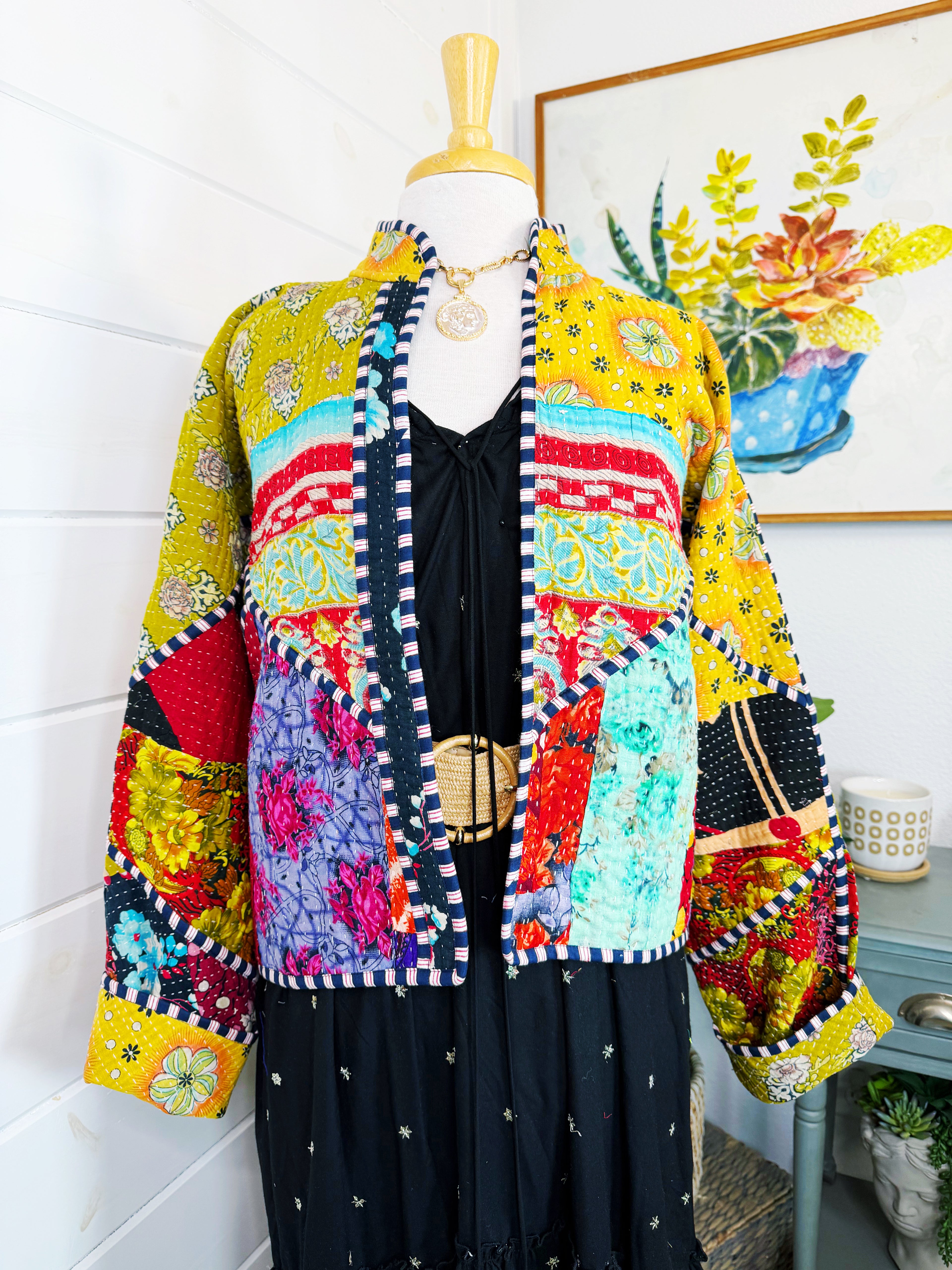Patchwork Kantha Jacket – Quilted Reversible Blanket Coat