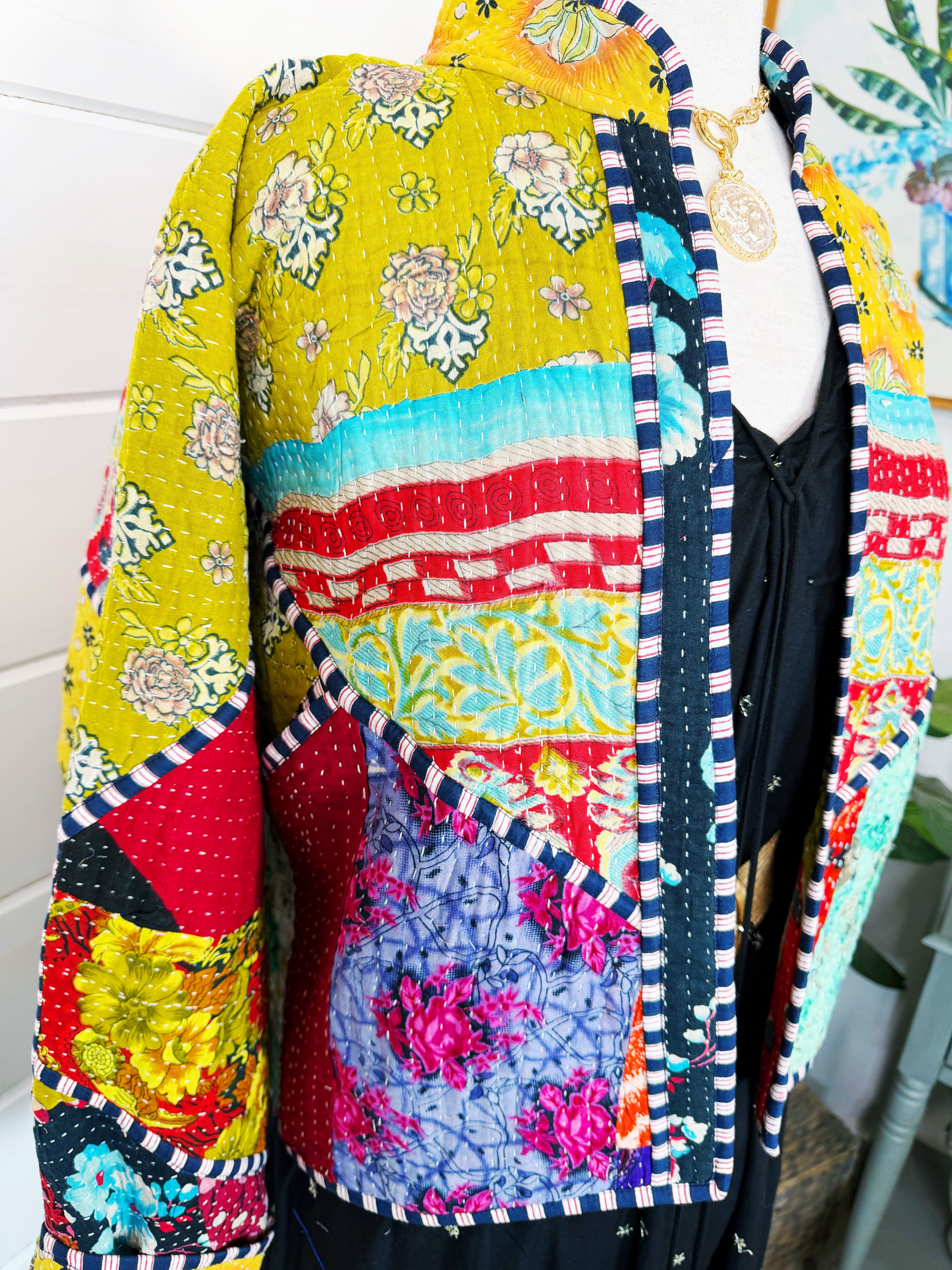 Patchwork Kantha Jacket – Quilted Reversible Blanket Coat