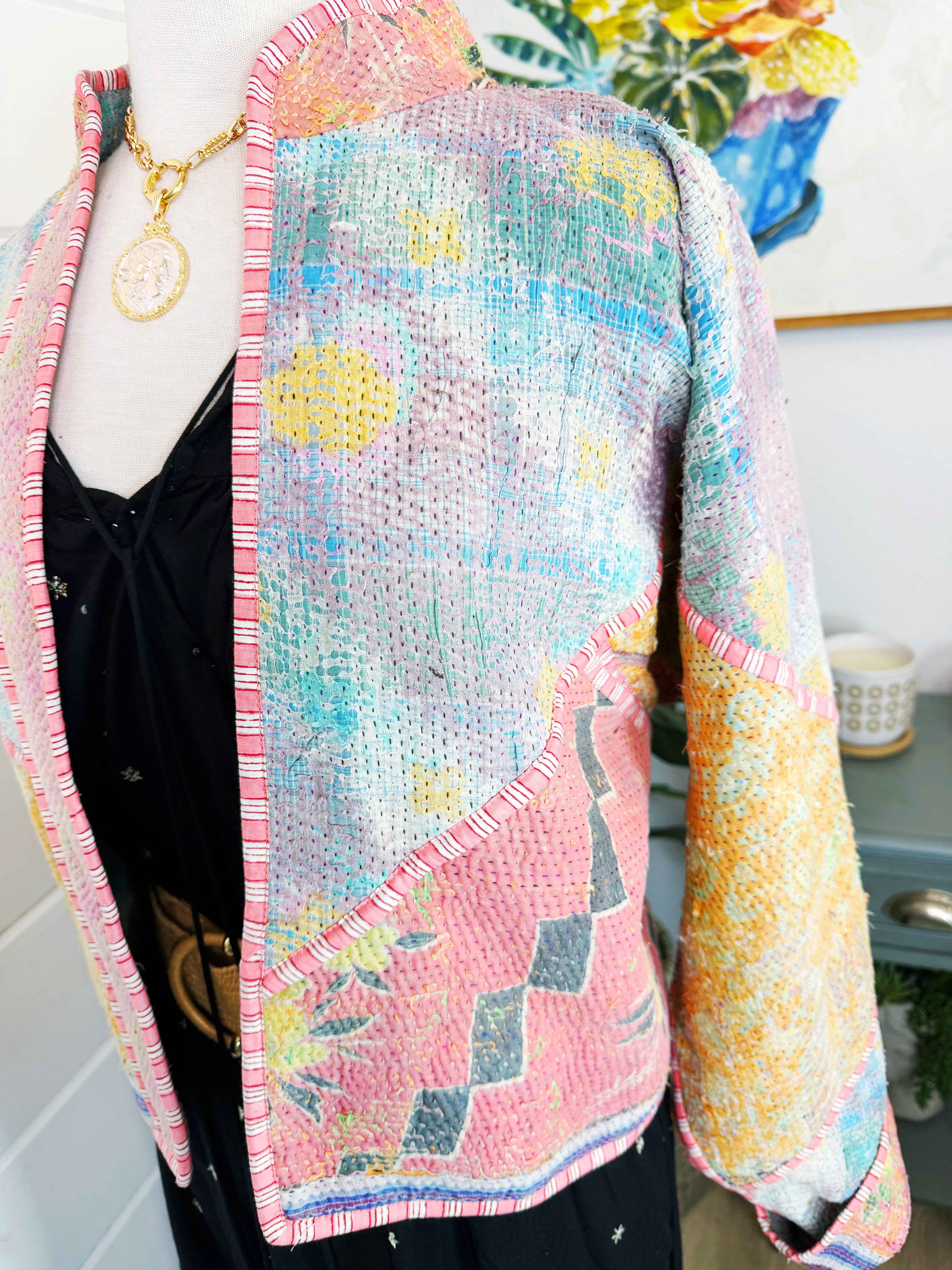 Patchwork Kantha Jacket – Quilted Reversible Blanket Coat
