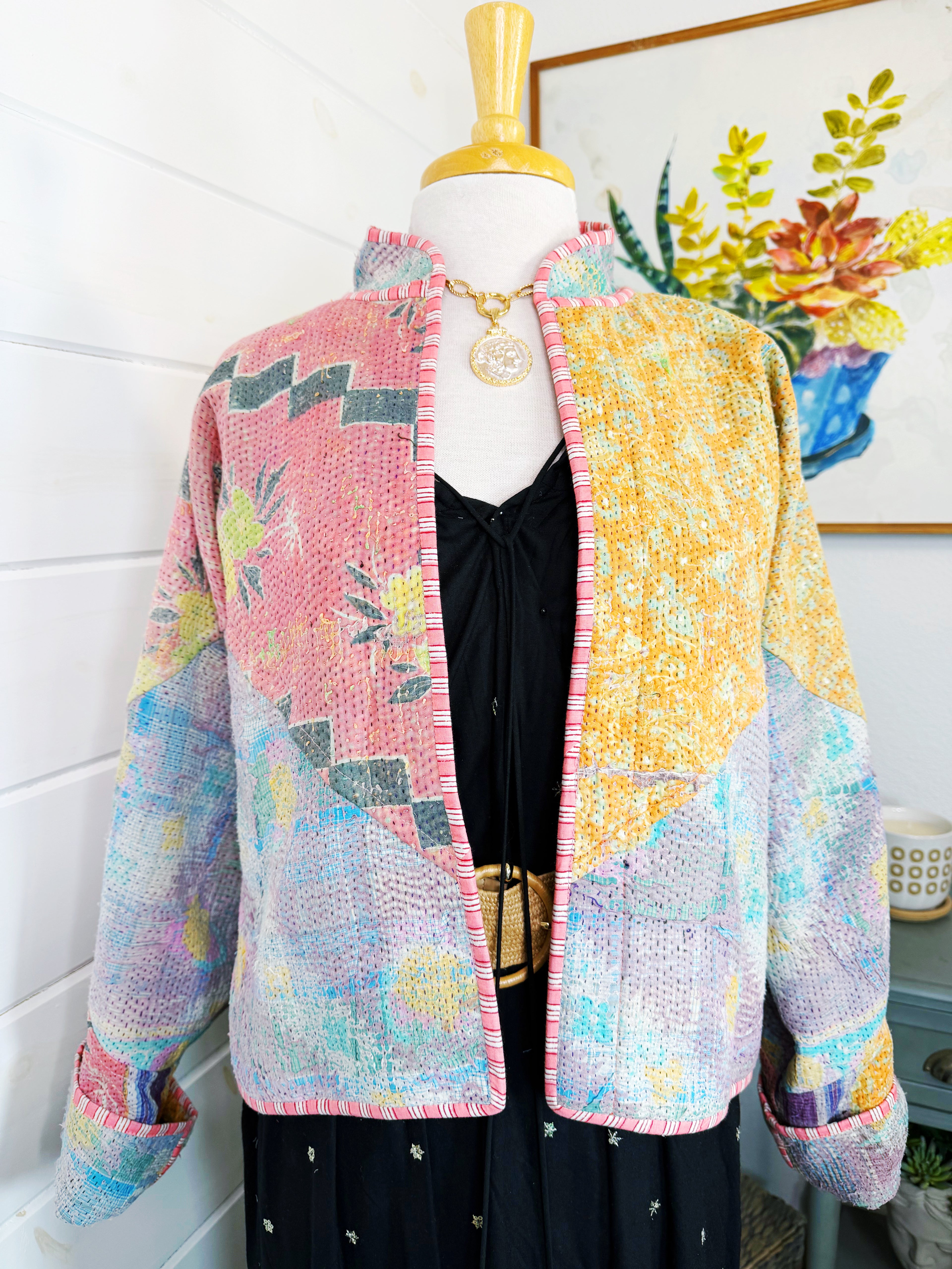 Patchwork Kantha Jacket – Quilted Reversible Blanket Coat