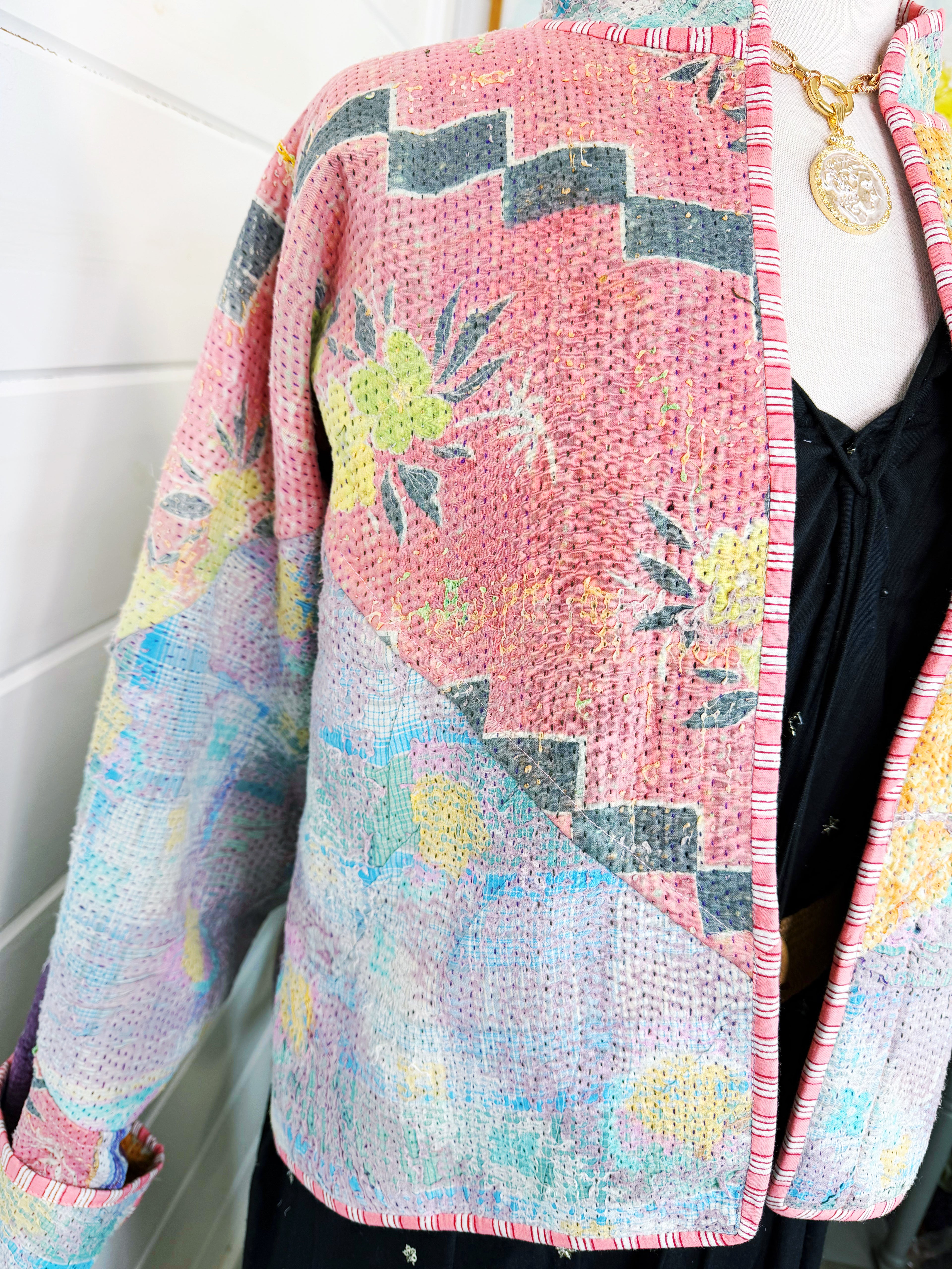 Patchwork Kantha Jacket – Quilted Reversible Blanket Coat