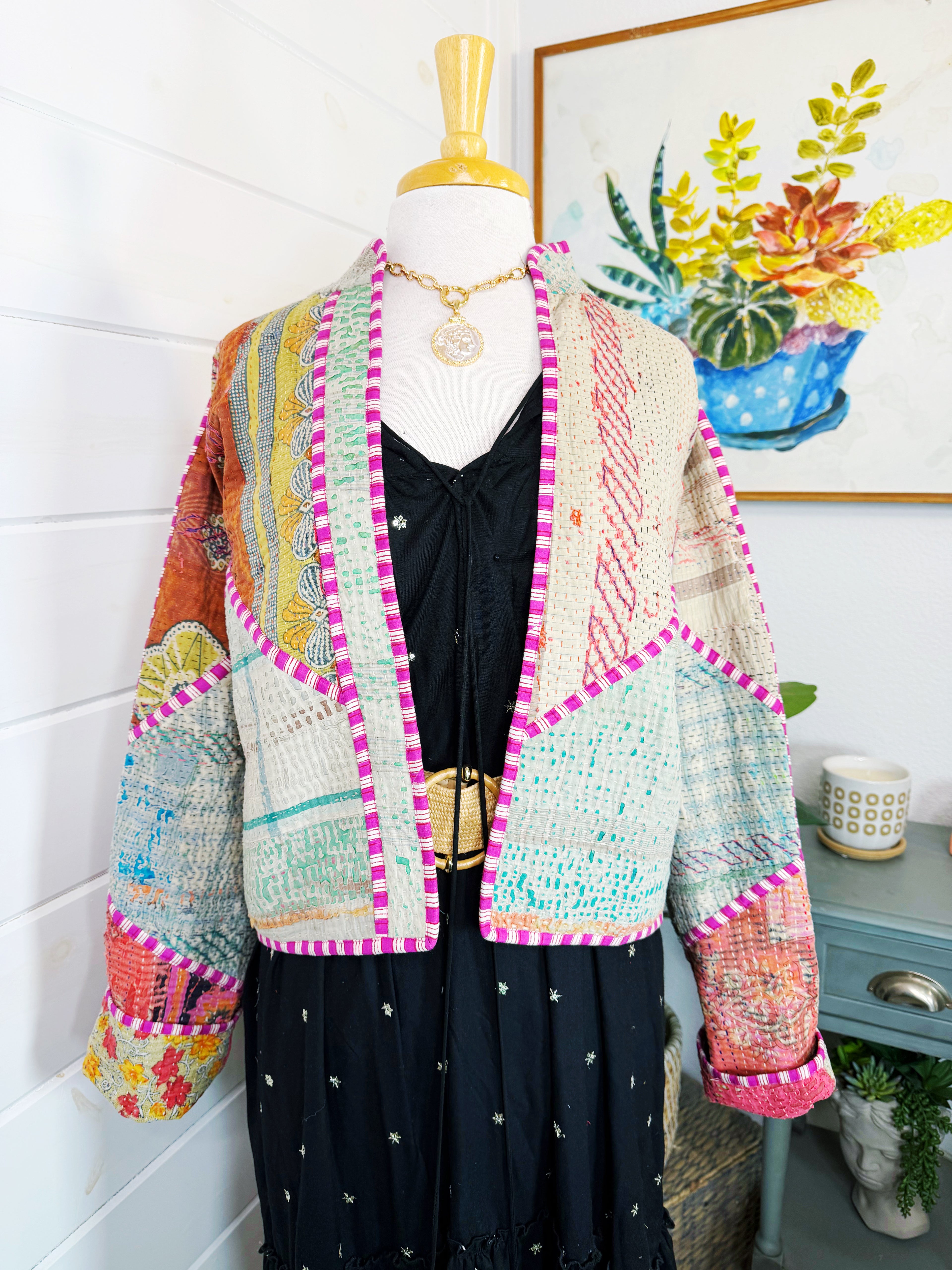 Patchwork Kantha Jacket – Quilted Reversible Blanket Coat