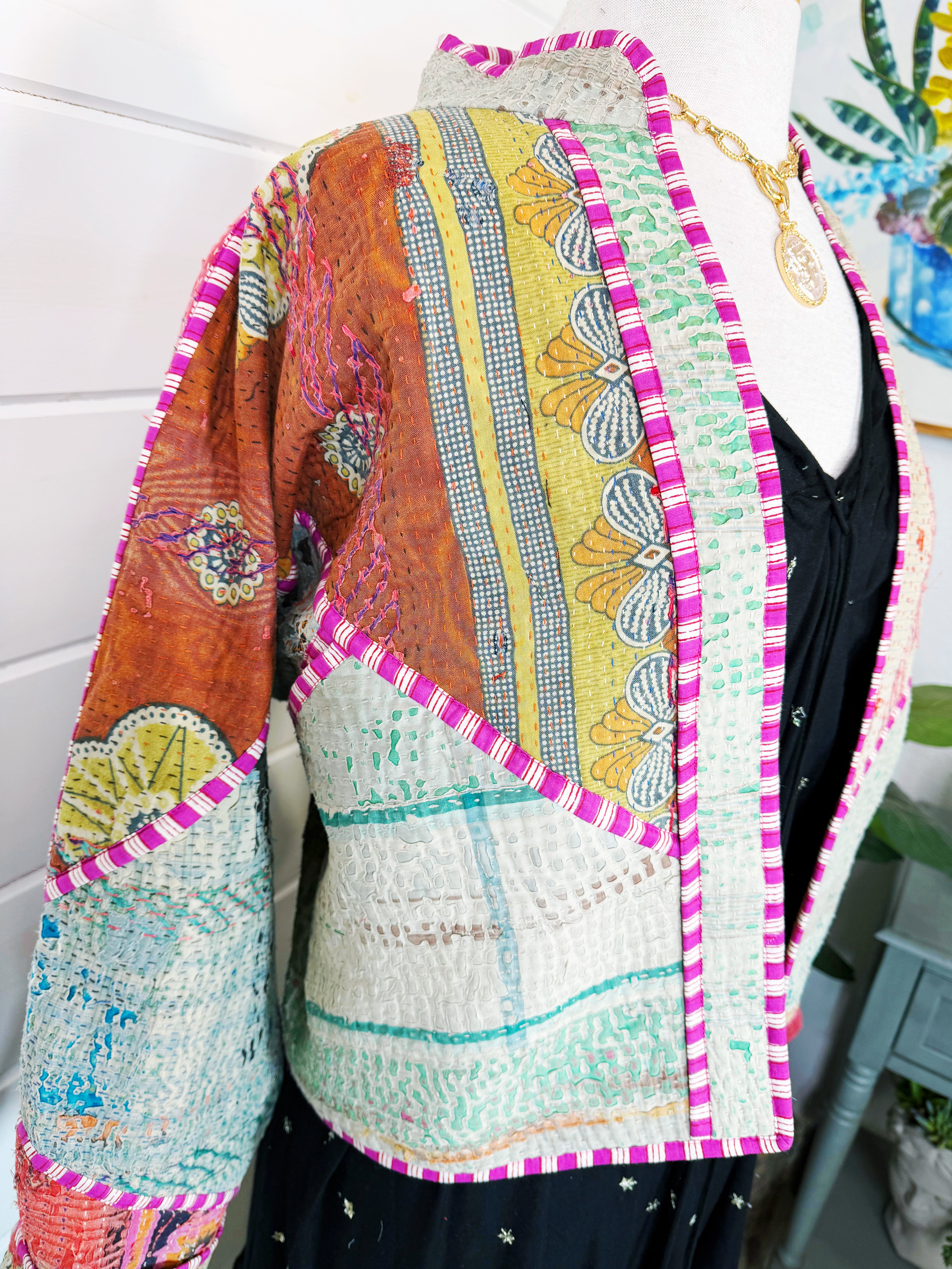 Patchwork Kantha Jacket – Quilted Reversible Blanket Coat