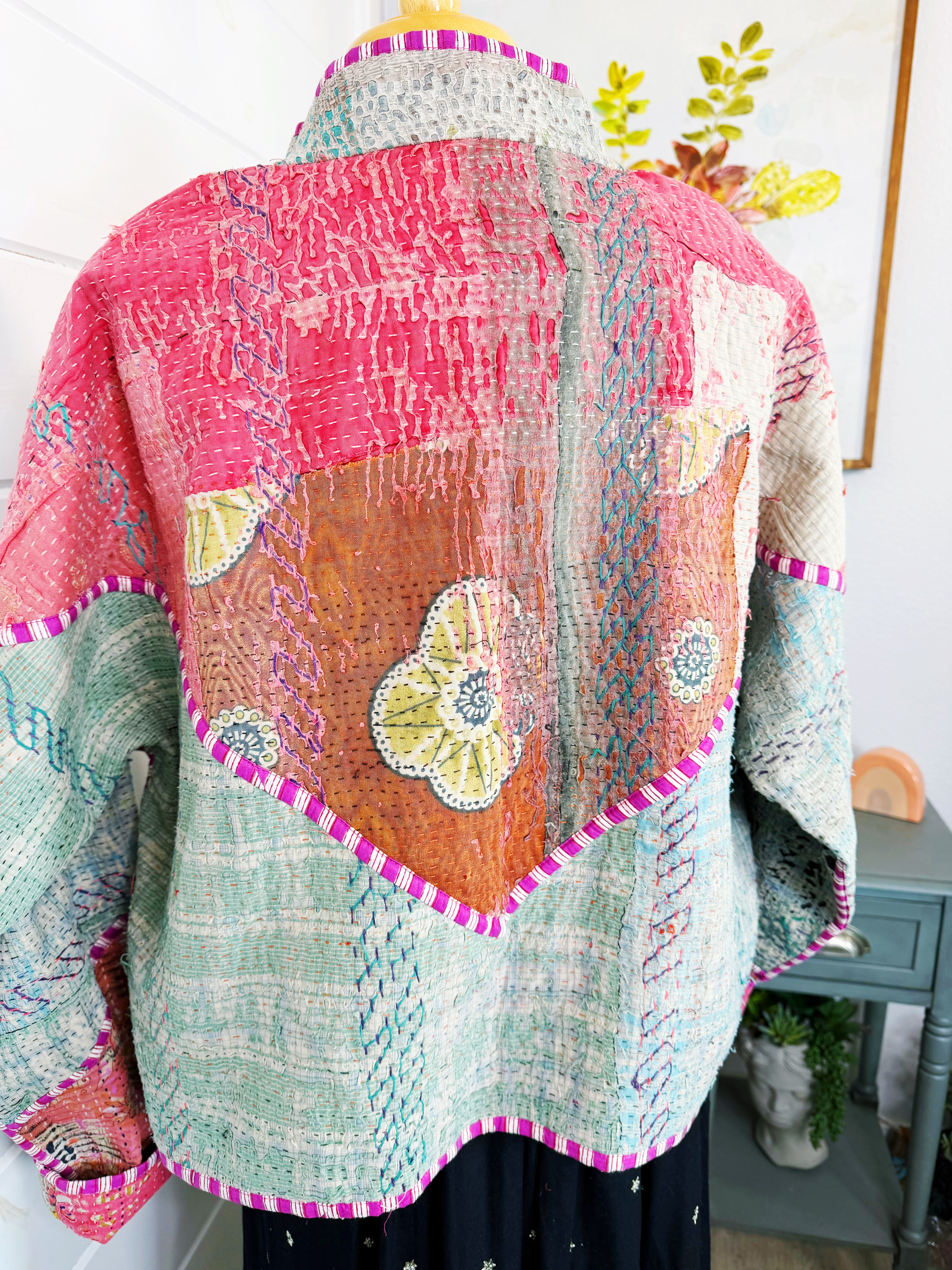 Patchwork Kantha Jacket – Quilted Reversible Blanket Coat