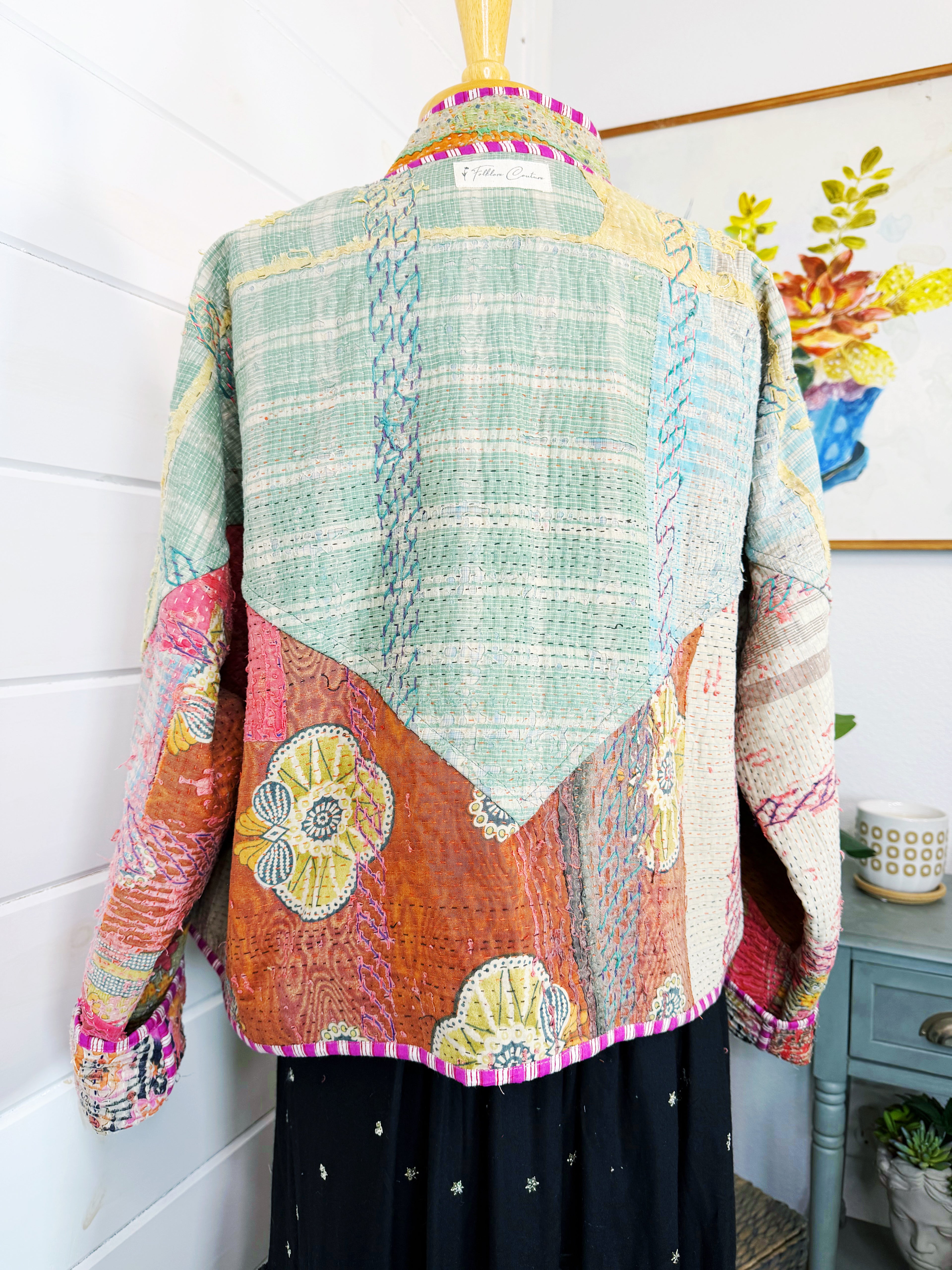 Patchwork Kantha Jacket – Quilted Reversible Blanket Coat