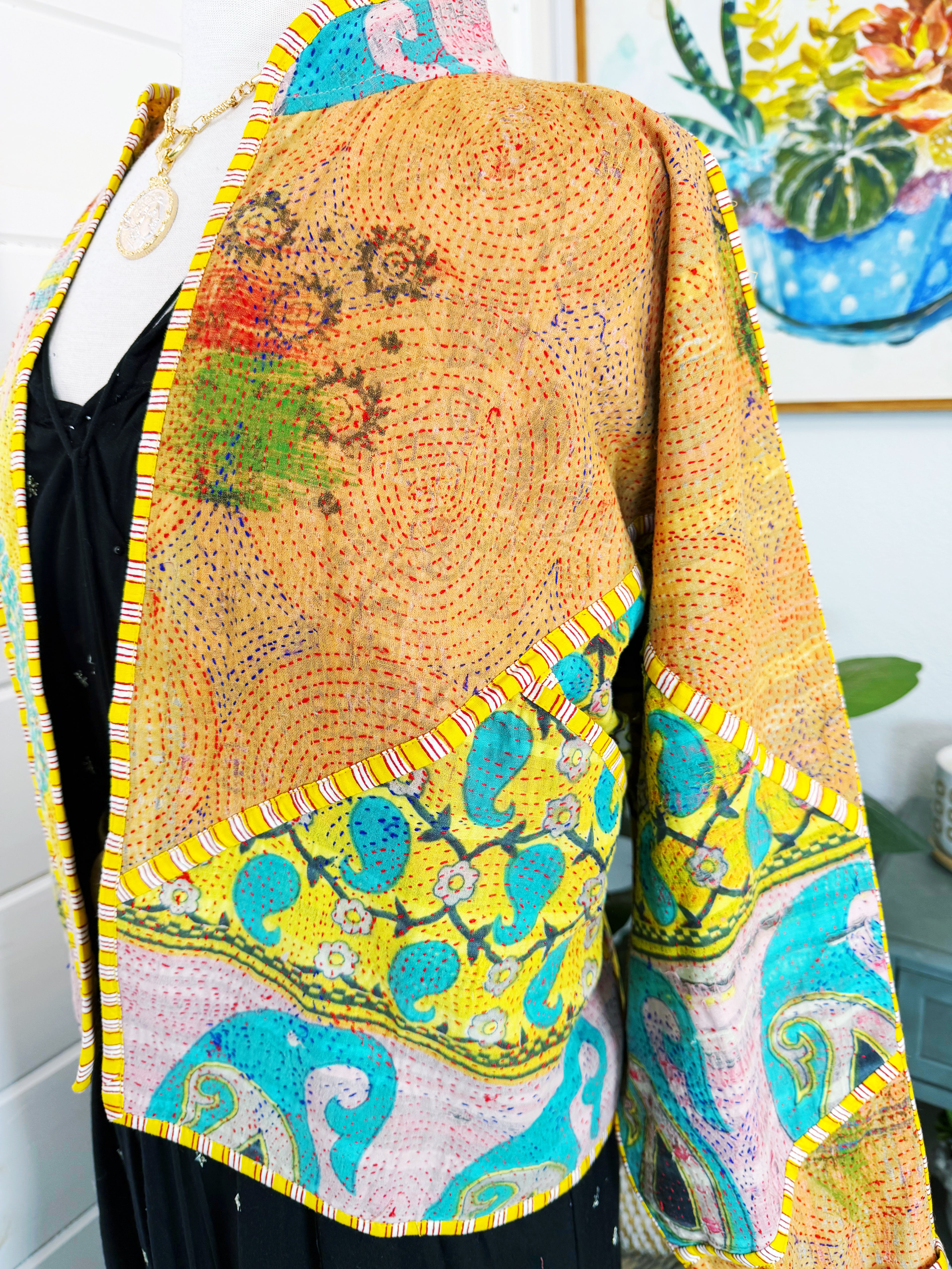 Patchwork Kantha Jacket – Quilted Reversible Blanket Coat