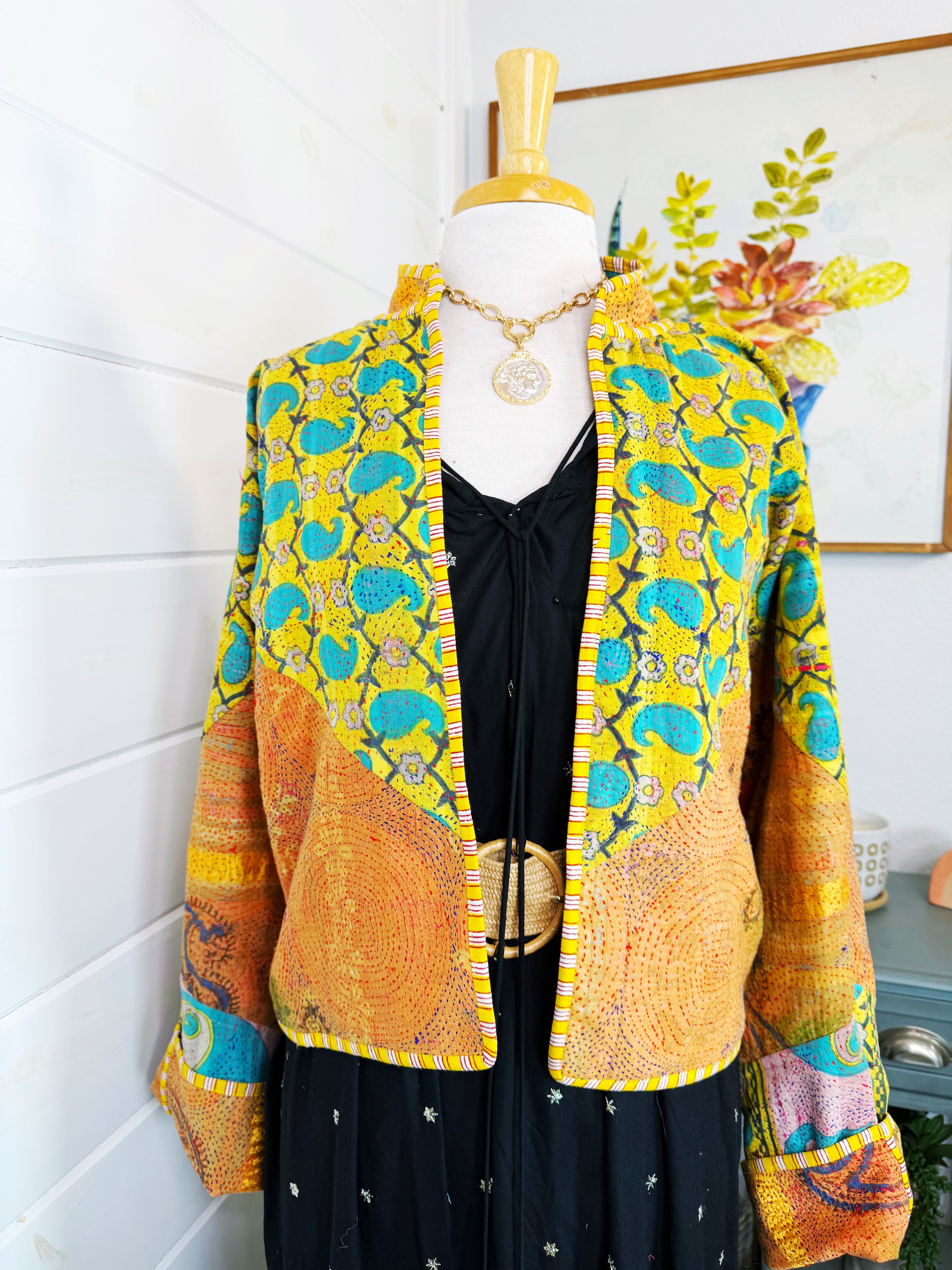 Patchwork Kantha Jacket – Quilted Reversible Blanket Coat