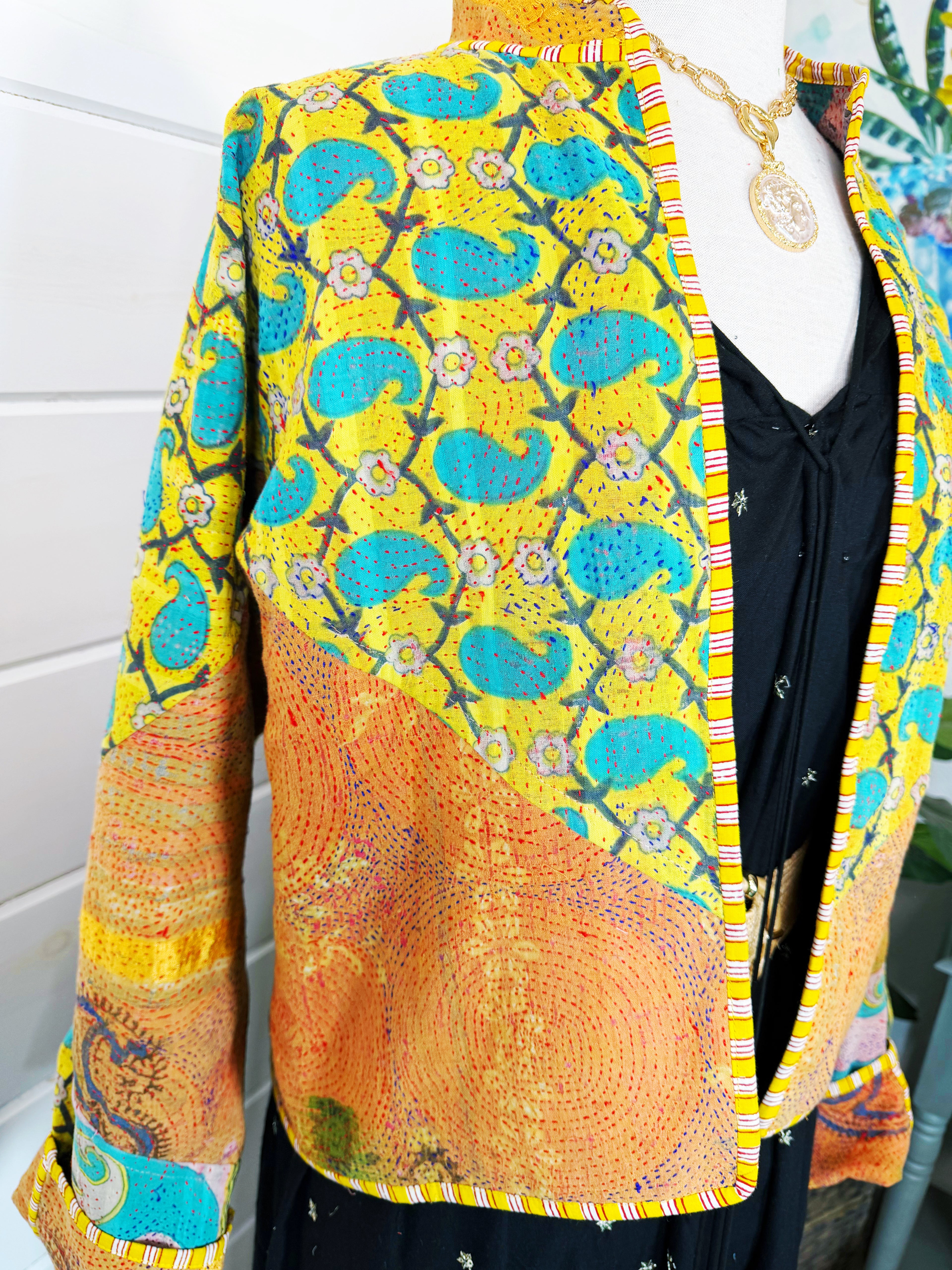 Patchwork Kantha Jacket – Quilted Reversible Blanket Coat