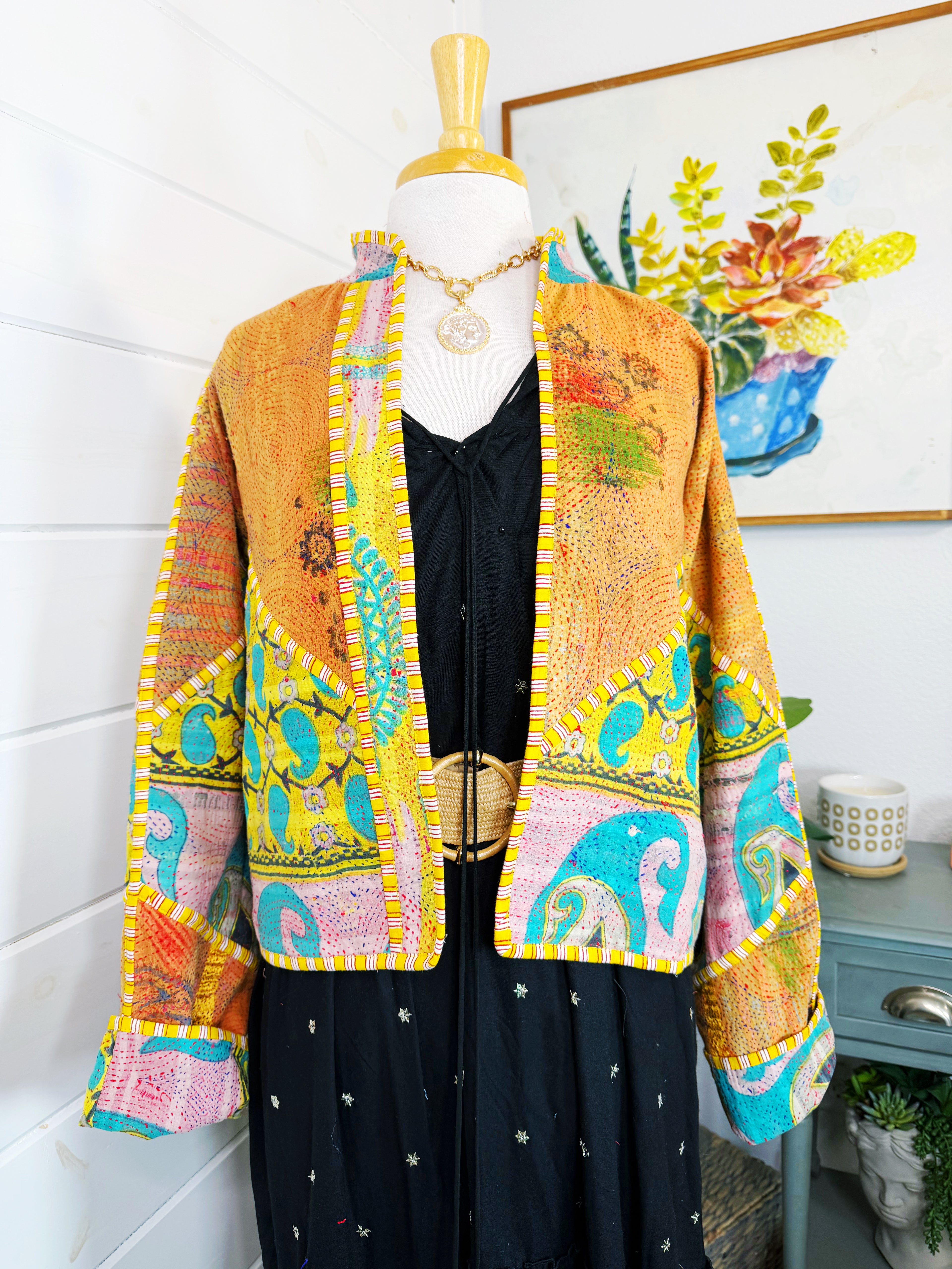 Patchwork Kantha Jacket – Quilted Reversible Blanket Coat