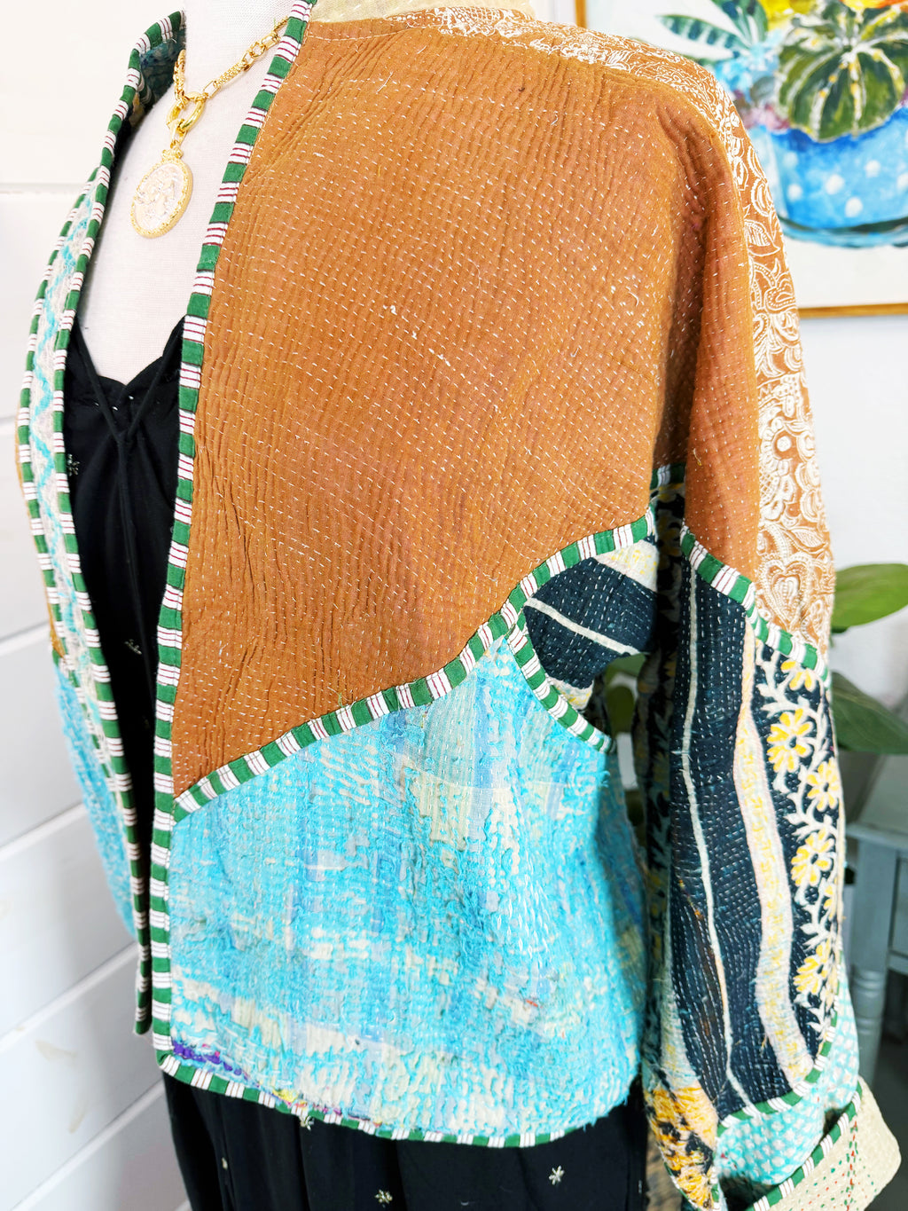 Patchwork Kantha Jacket – Quilted Reversible Blanket Coat
