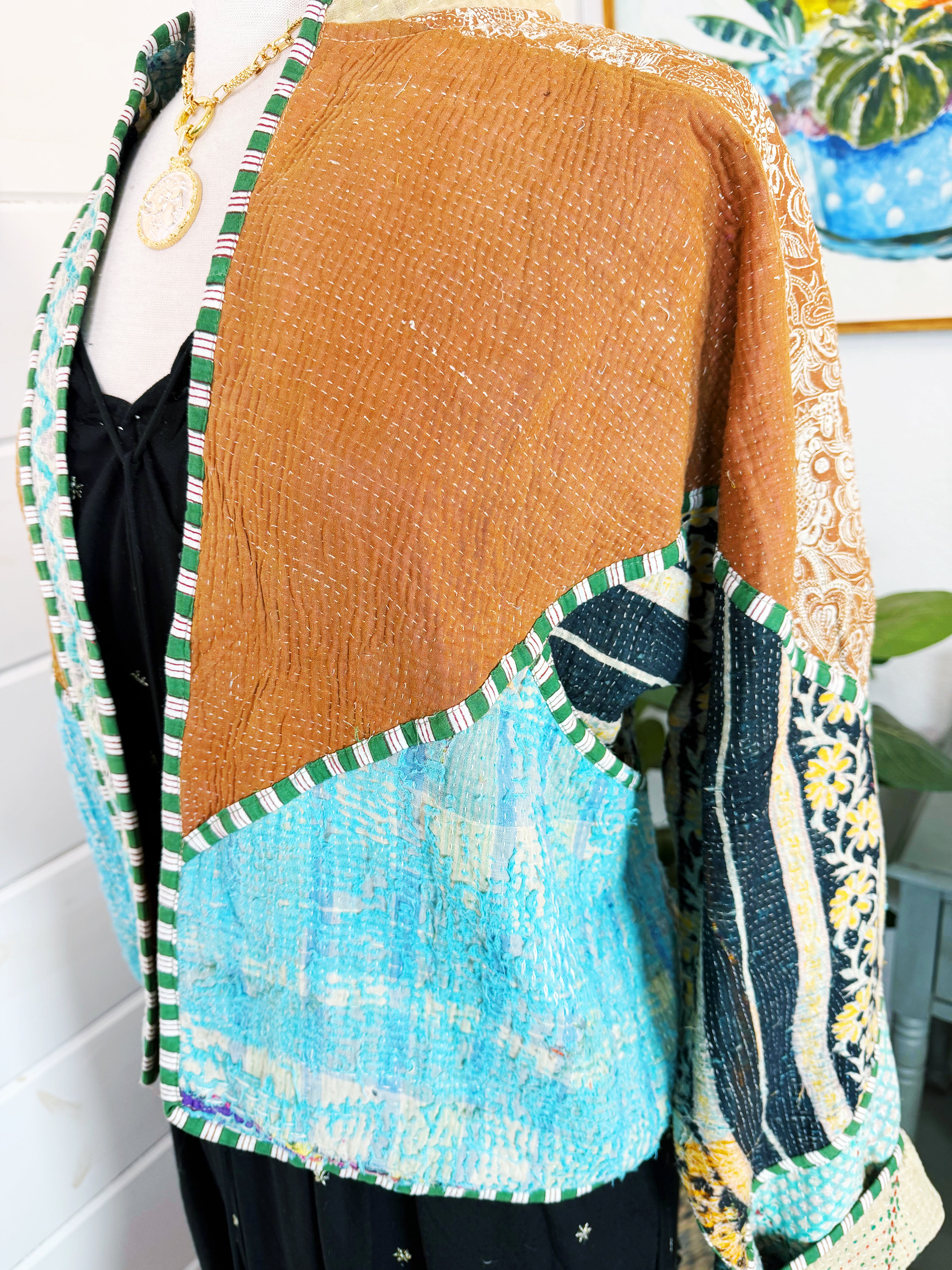 Patchwork Kantha Jacket – Quilted Reversible Blanket Coat
