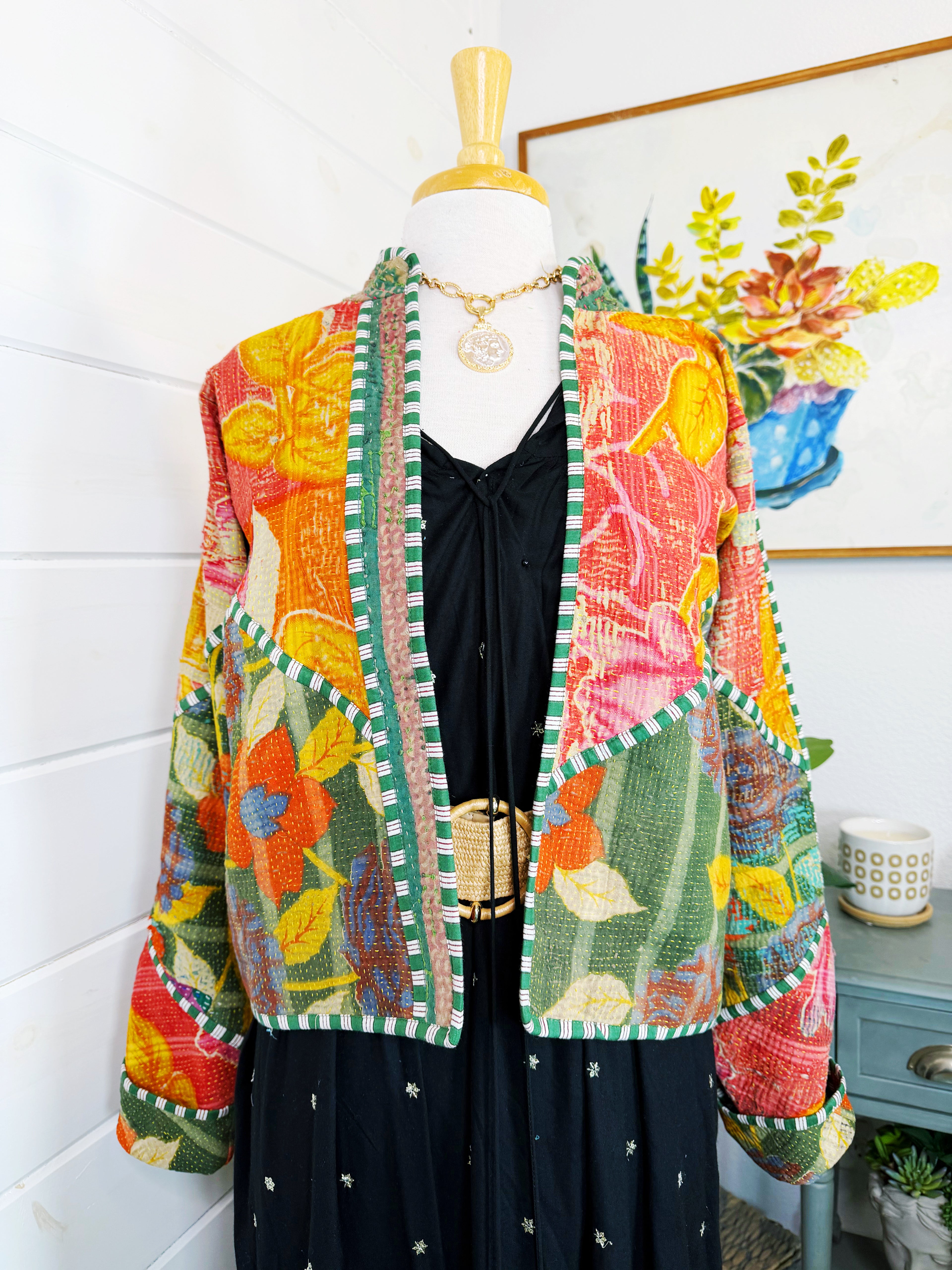 Patchwork Kantha Jacket – Quilted Reversible Blanket Coat