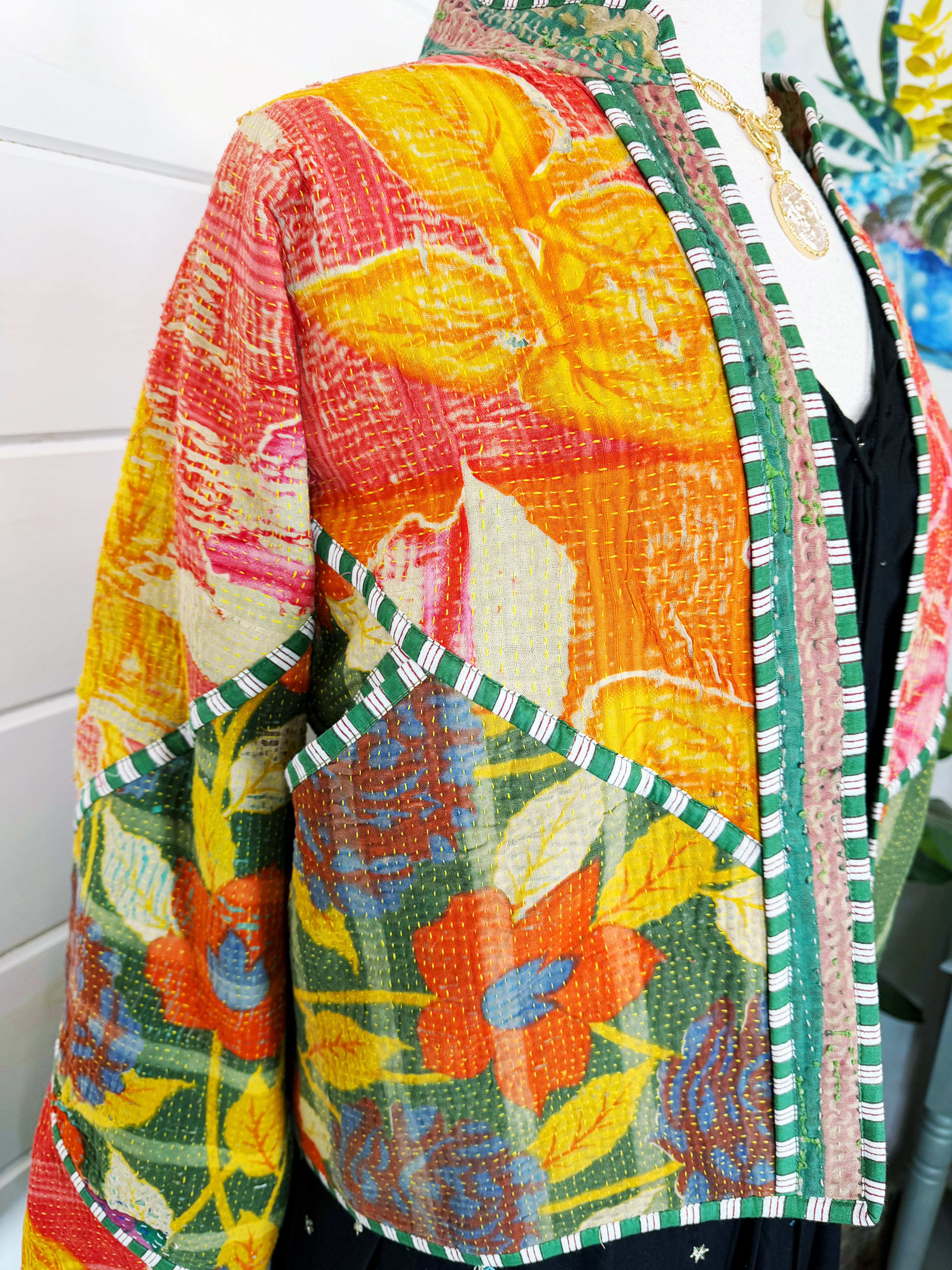 Patchwork Kantha Jacket – Quilted Reversible Blanket Coat