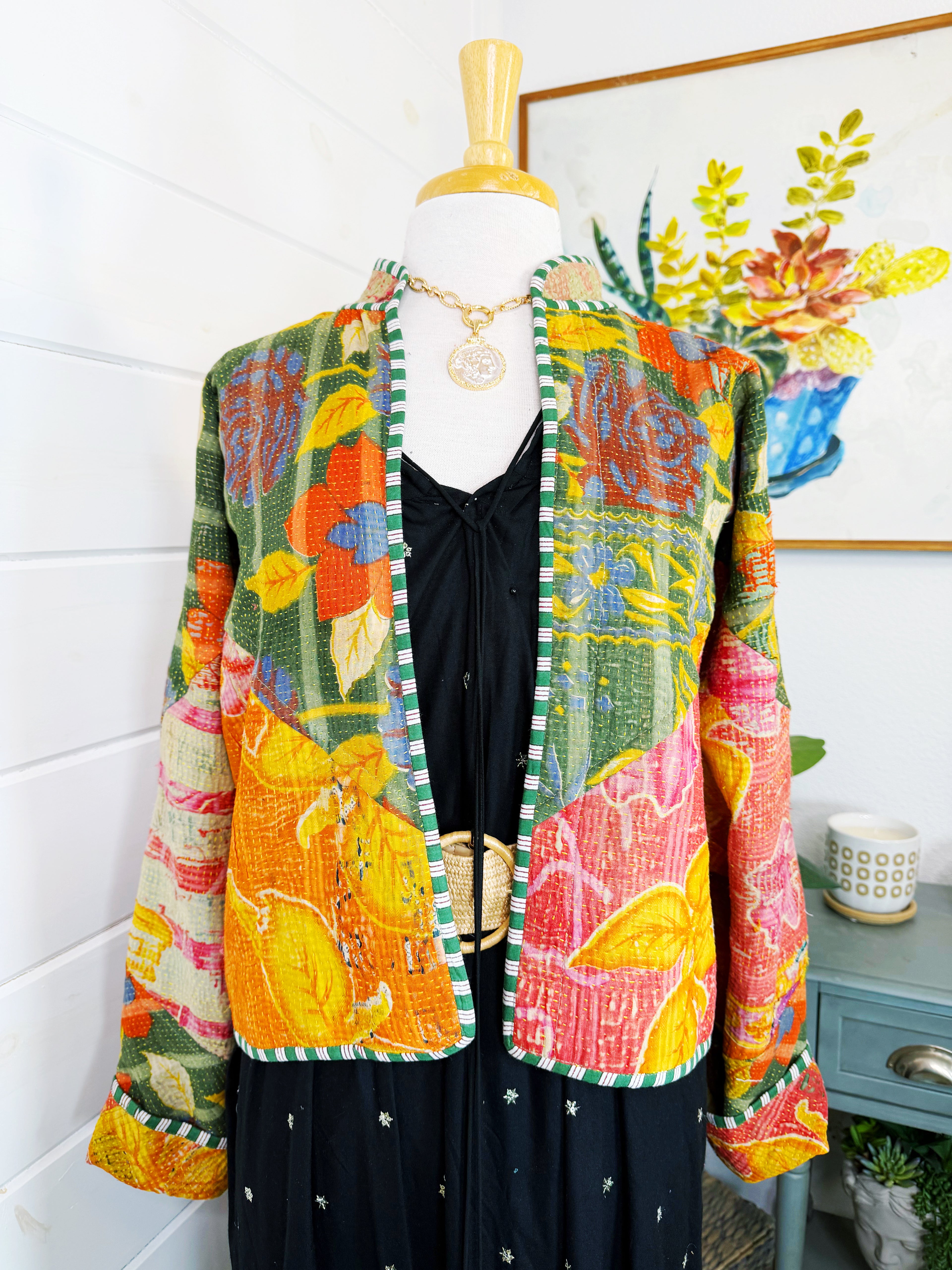 Patchwork Kantha Jacket – Quilted Reversible Blanket Coat