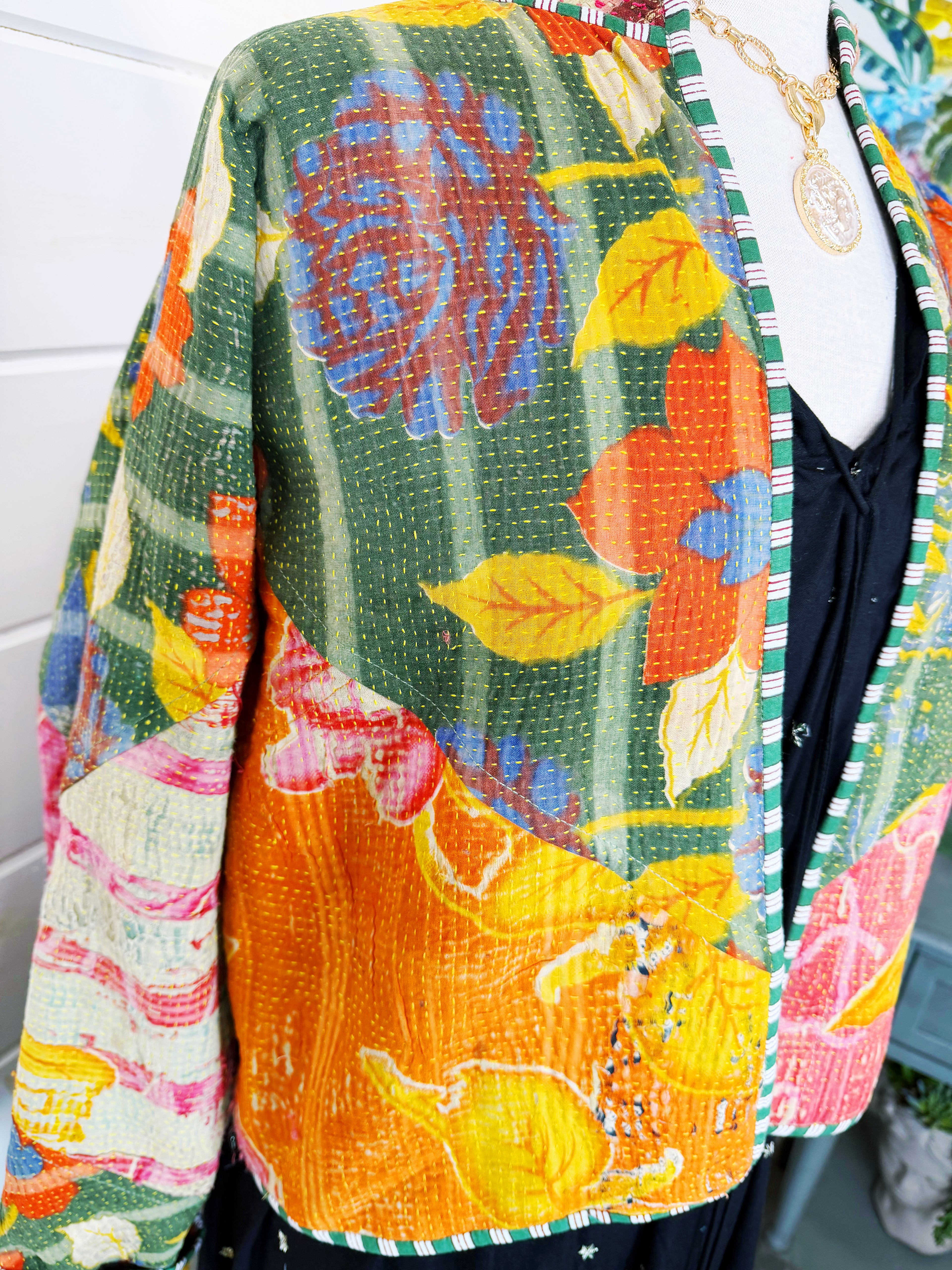 Patchwork Kantha Jacket – Quilted Reversible Blanket Coat
