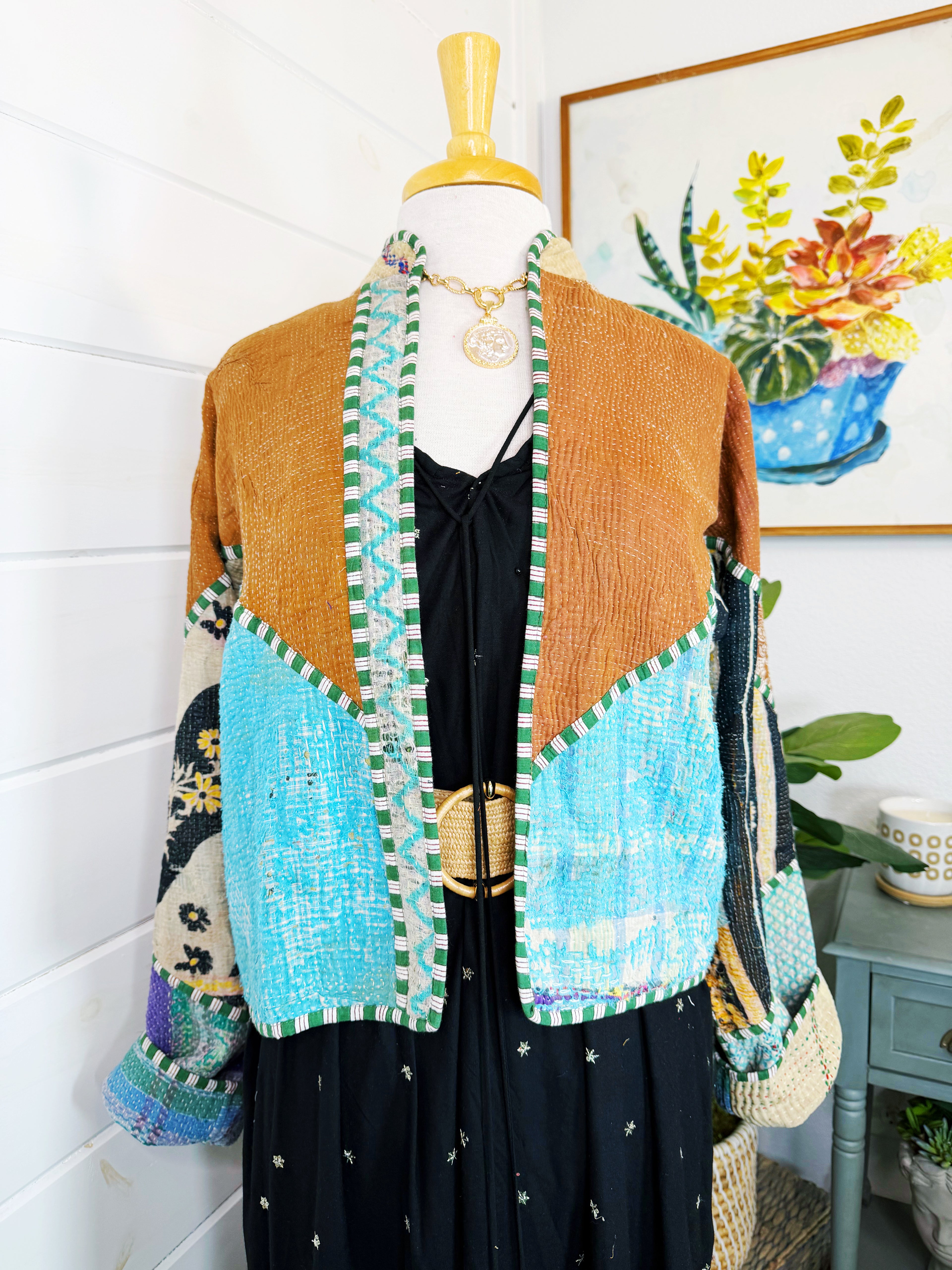 Patchwork Kantha Jacket – Quilted Reversible Blanket Coat